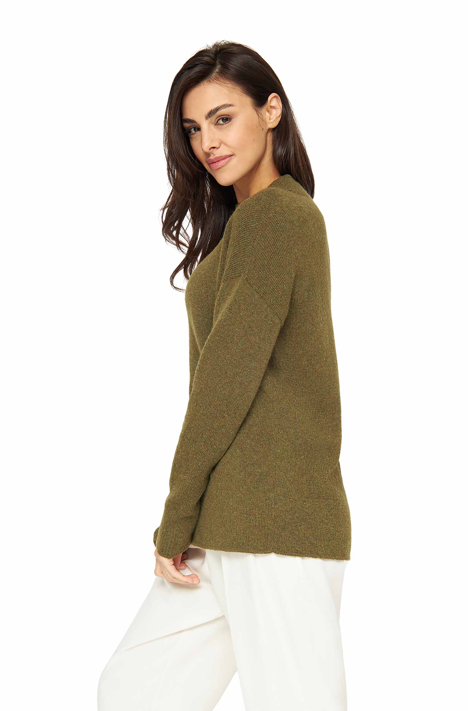 Alpaka Pullover GRAZIA aus Alpaka-Merino-Mix-olivgrün