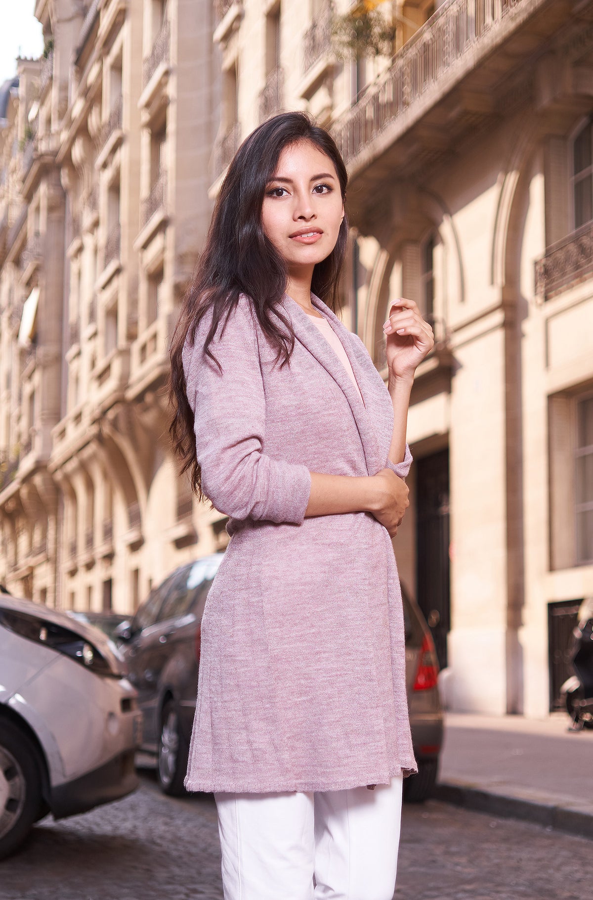 Alpaka Strickjacke PENELOPE-flieder meliert