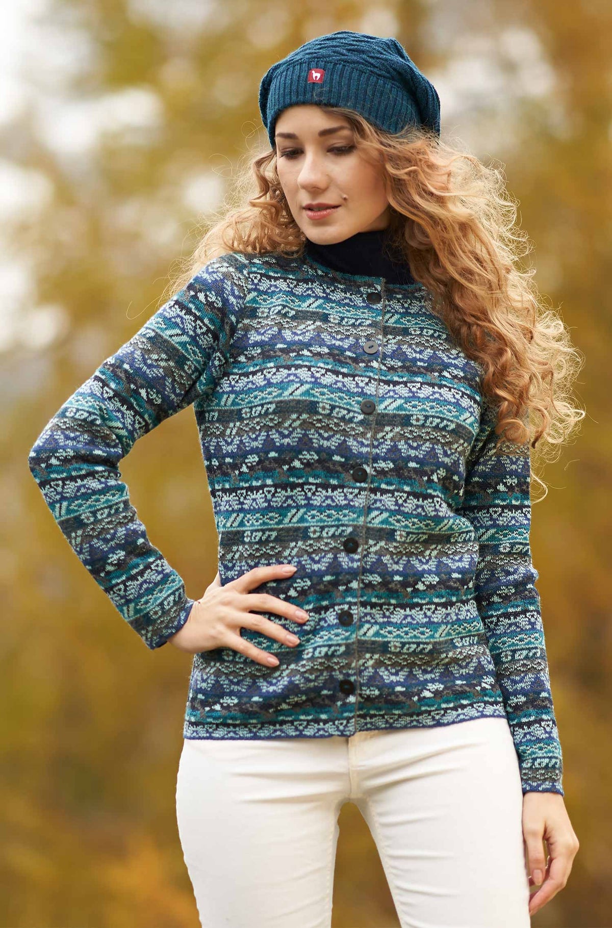 Alpaka Strickjacke TAMIA-aqua