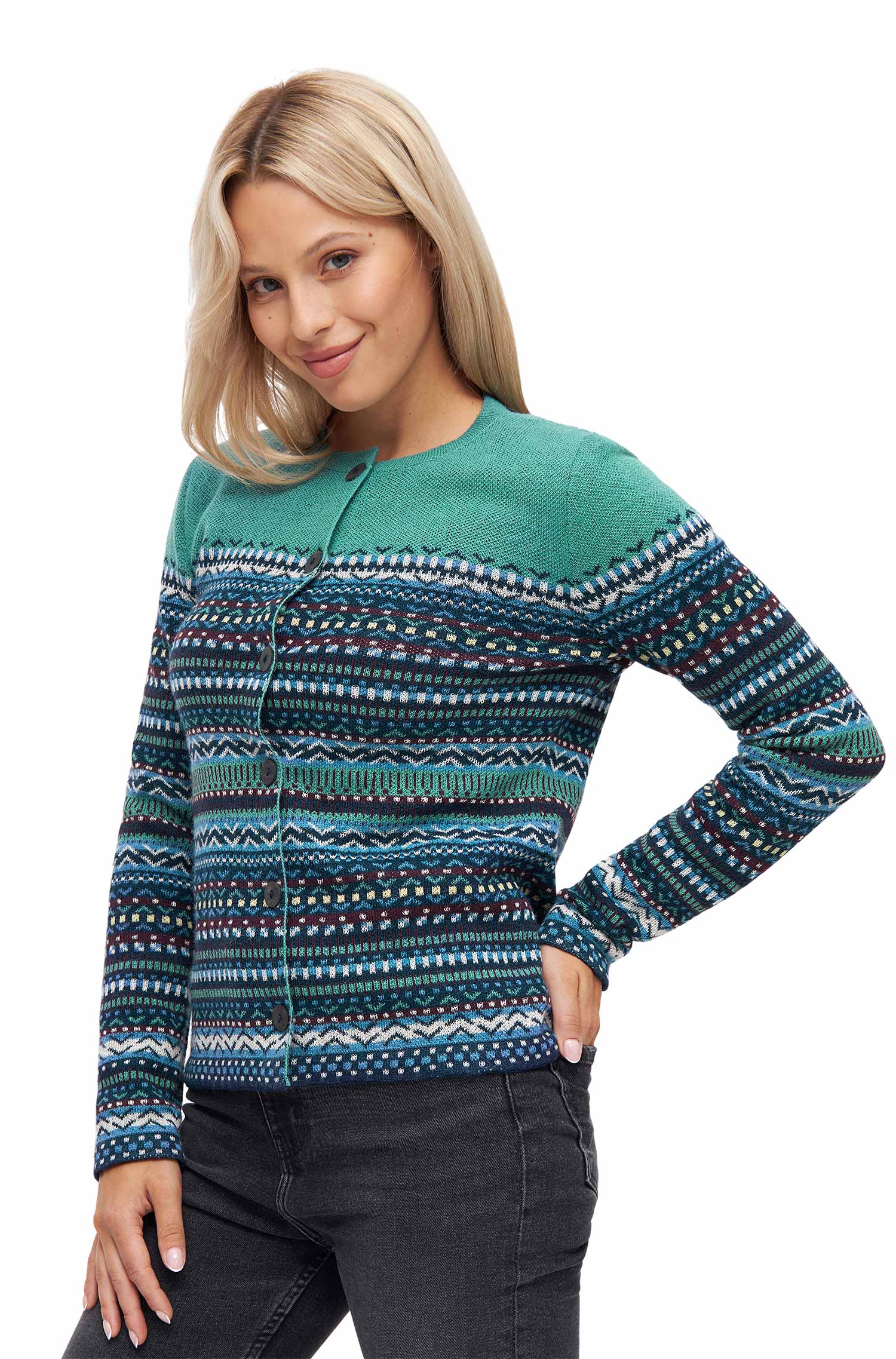 Alpaka Cardigan DILAYA aus 100% Baby Alpaka-mint