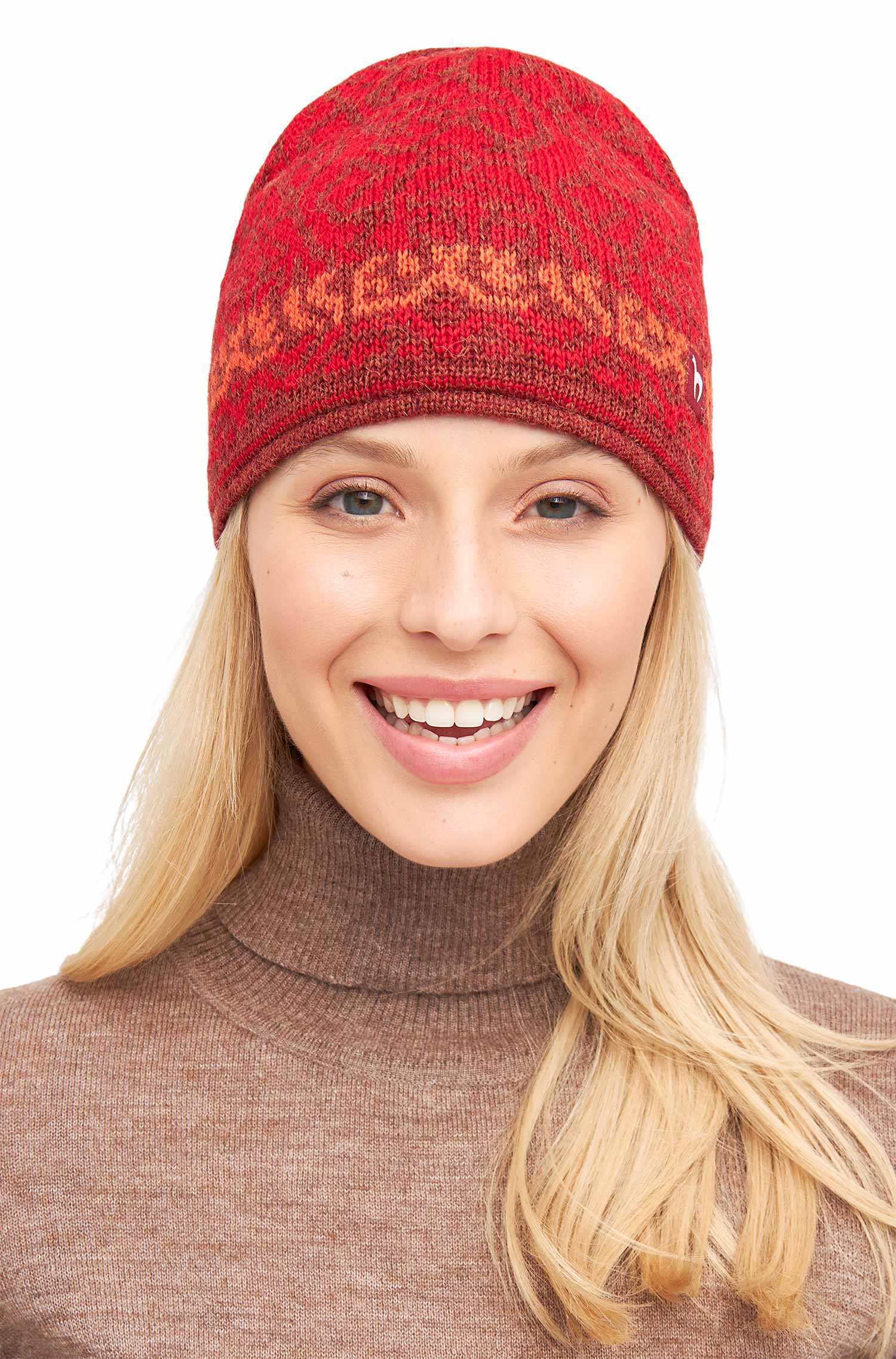 Alpaka Jacquard Mütze CHIMU aus 100% Baby Alpaka-rot