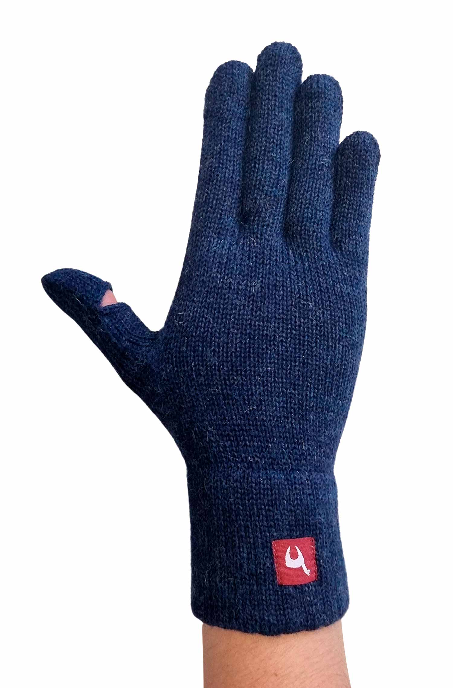 Alpaka Fingerhandschuhe TOUCH aus 100% Baby Alpaka-blau meliert