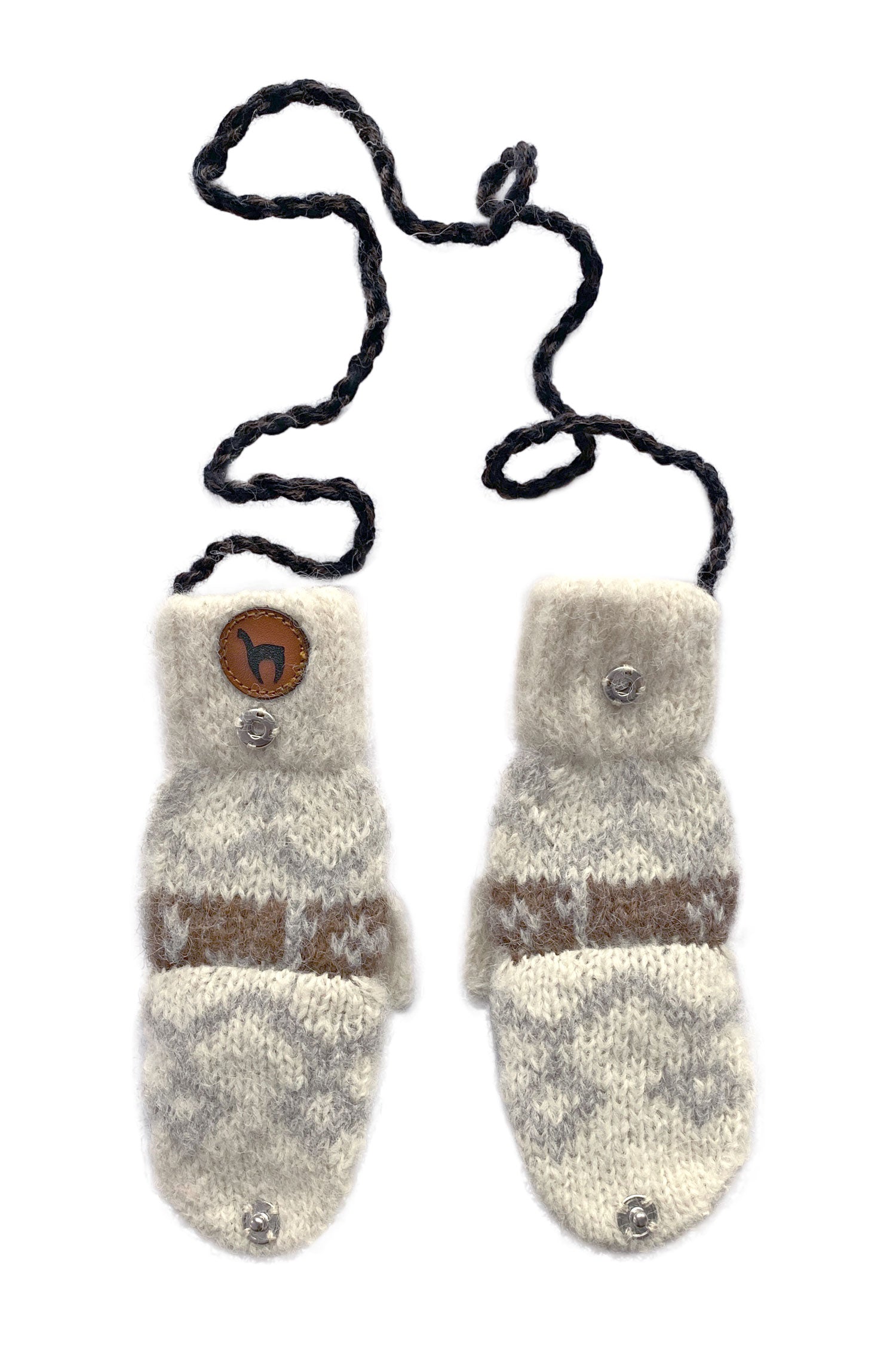 Alpaka Känguru-Handschuhe NATURA für Kinder aus 100% Alpaka Superfein-weiss