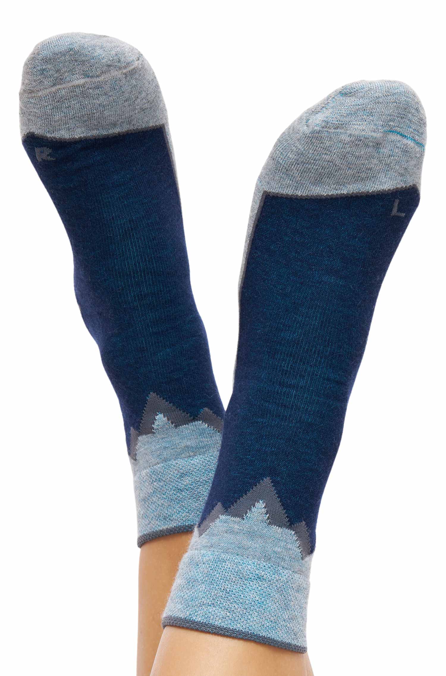 Premium Alpaka WANDERSOCKEN-blau/grau