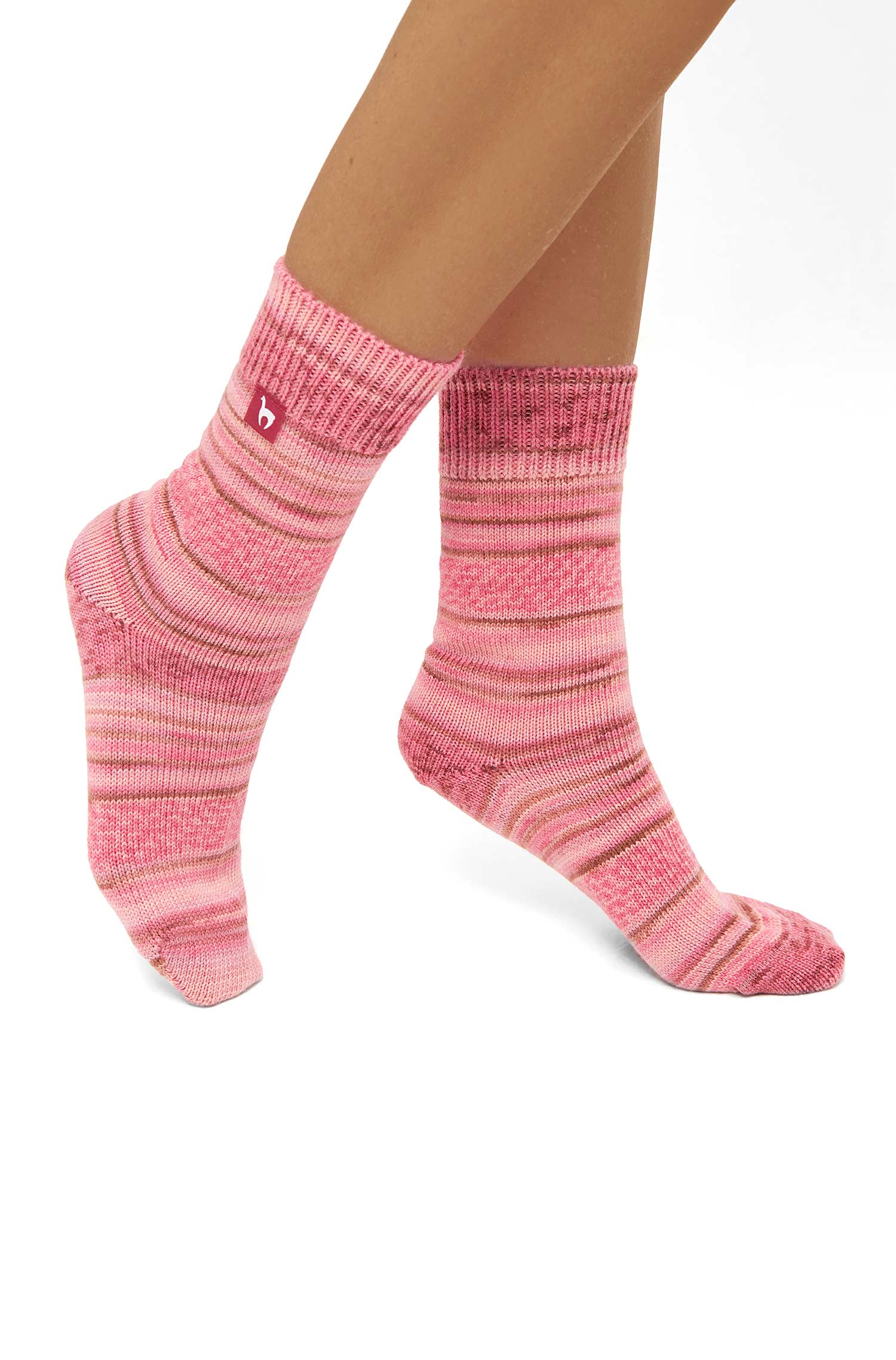 Alpaka Kuschel-Socken HARMONY aus Alpaka-Wolle-Mix-koralle