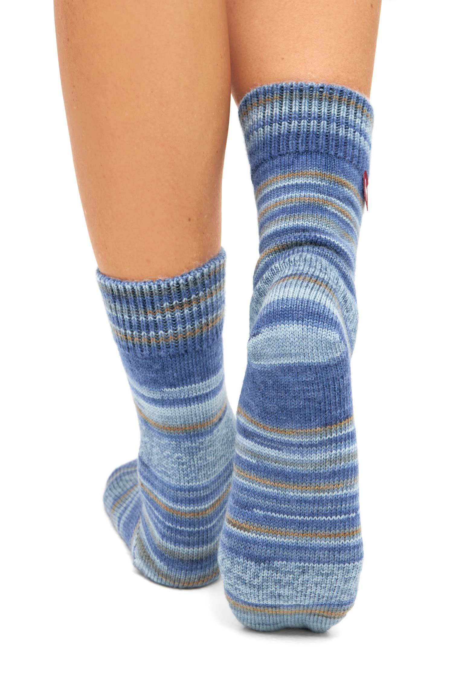 Alpaka Kuschel-Socken HARMONY - 6er Pack aus Alpaka-Wolle-Mix-ocker/blau