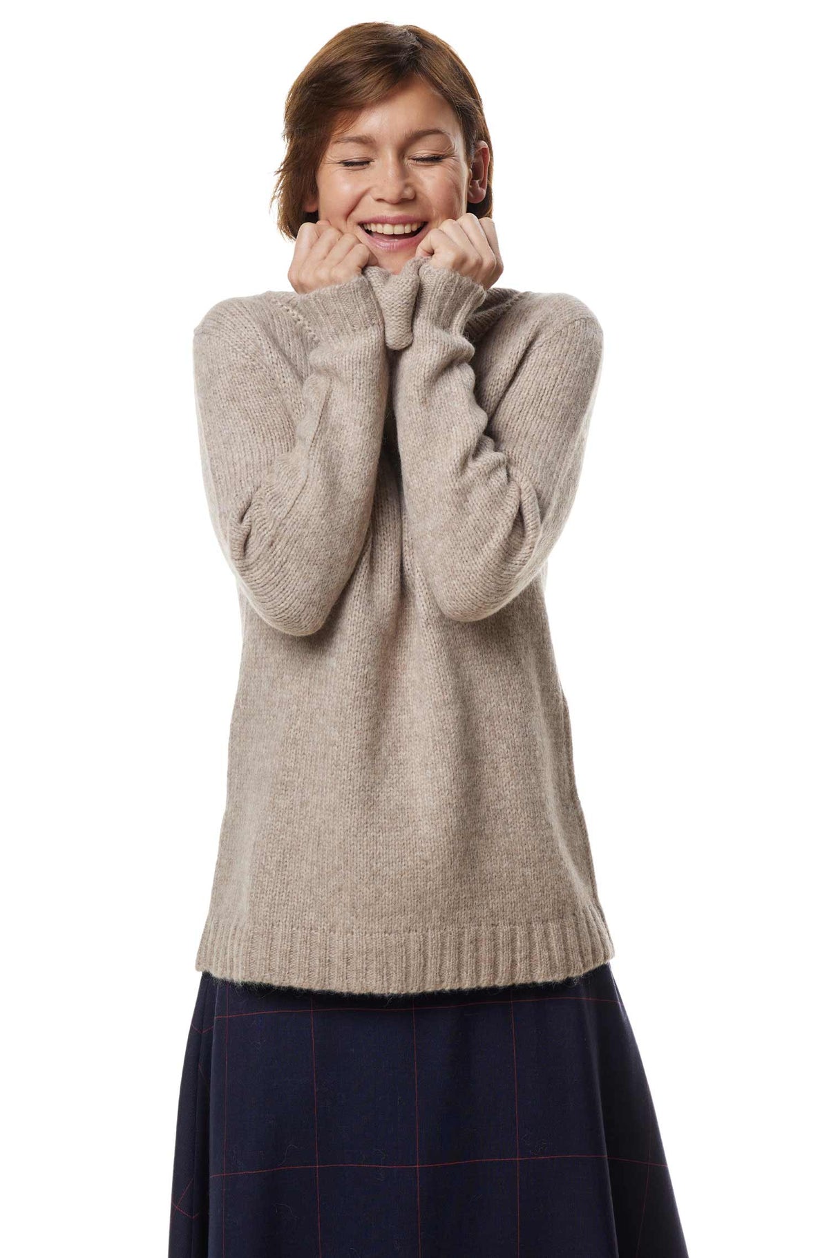 Alpaka Rollkragenpullover ASA-sand