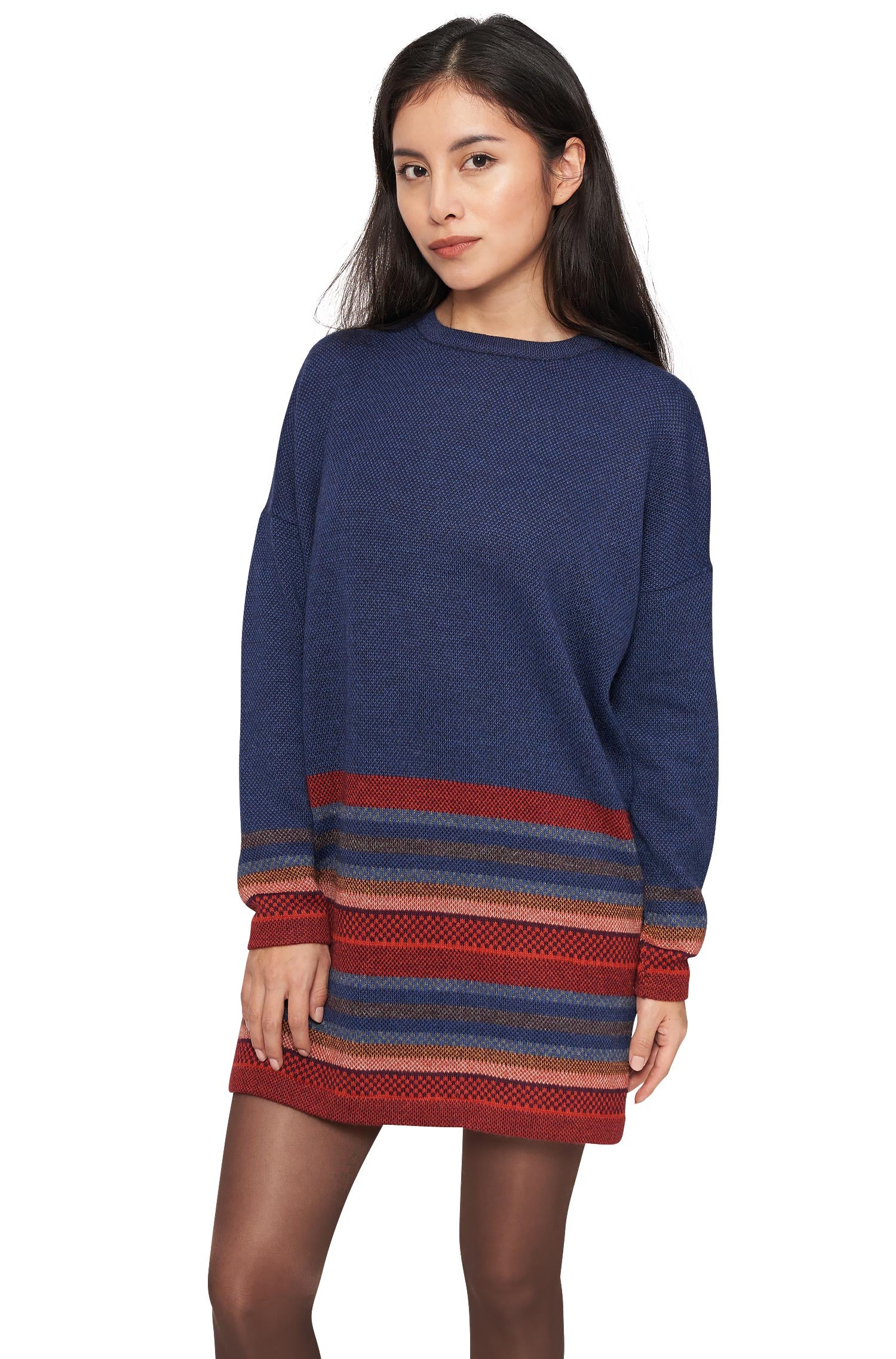 Alpaka Long-Pullover KYARA aus 100% Baby Alpaka-rusty blue