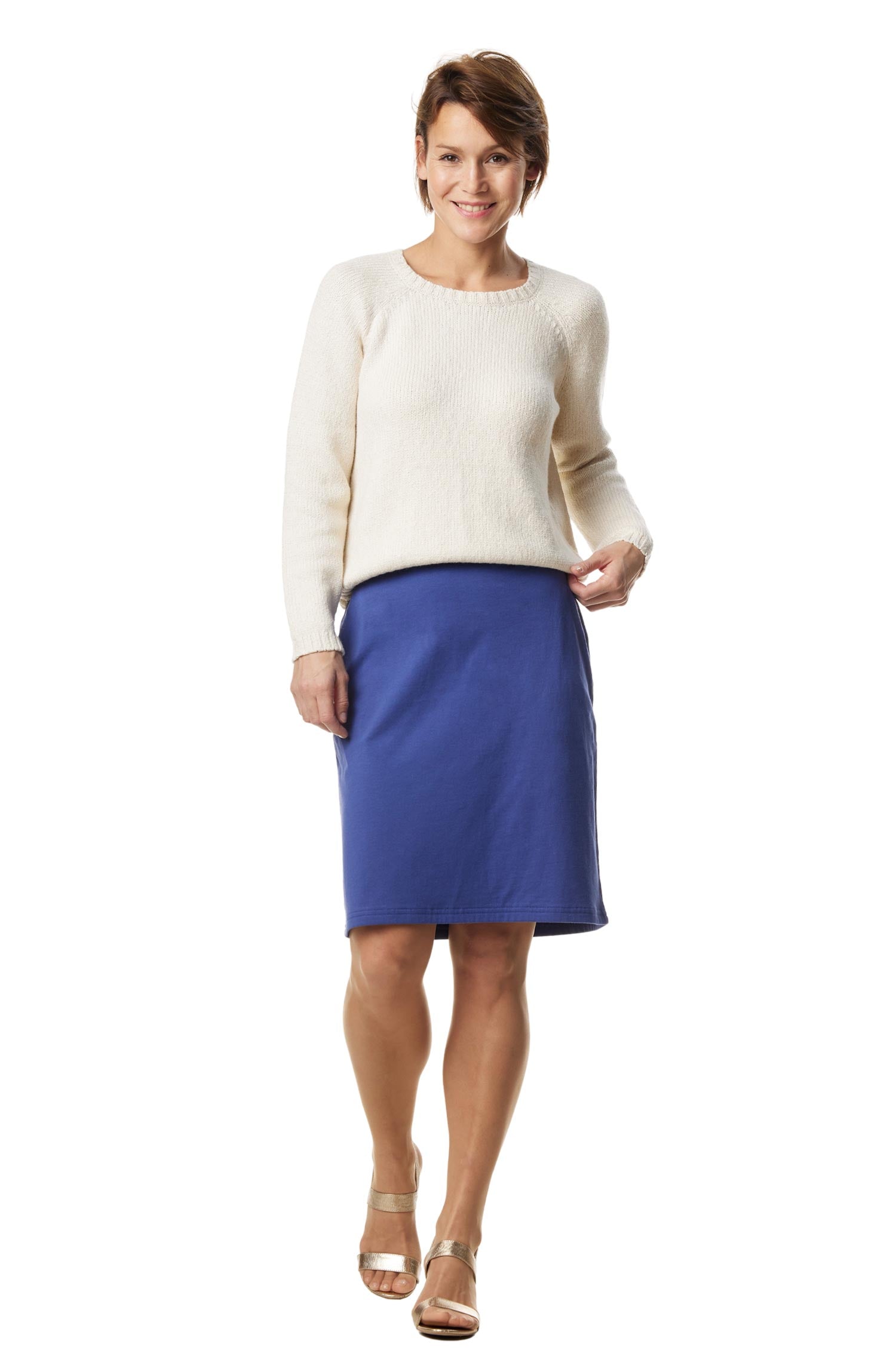 Alpaka Rundhals Pullover ELLA aus Baby Alpaka und Pima Baumwolle-ecru