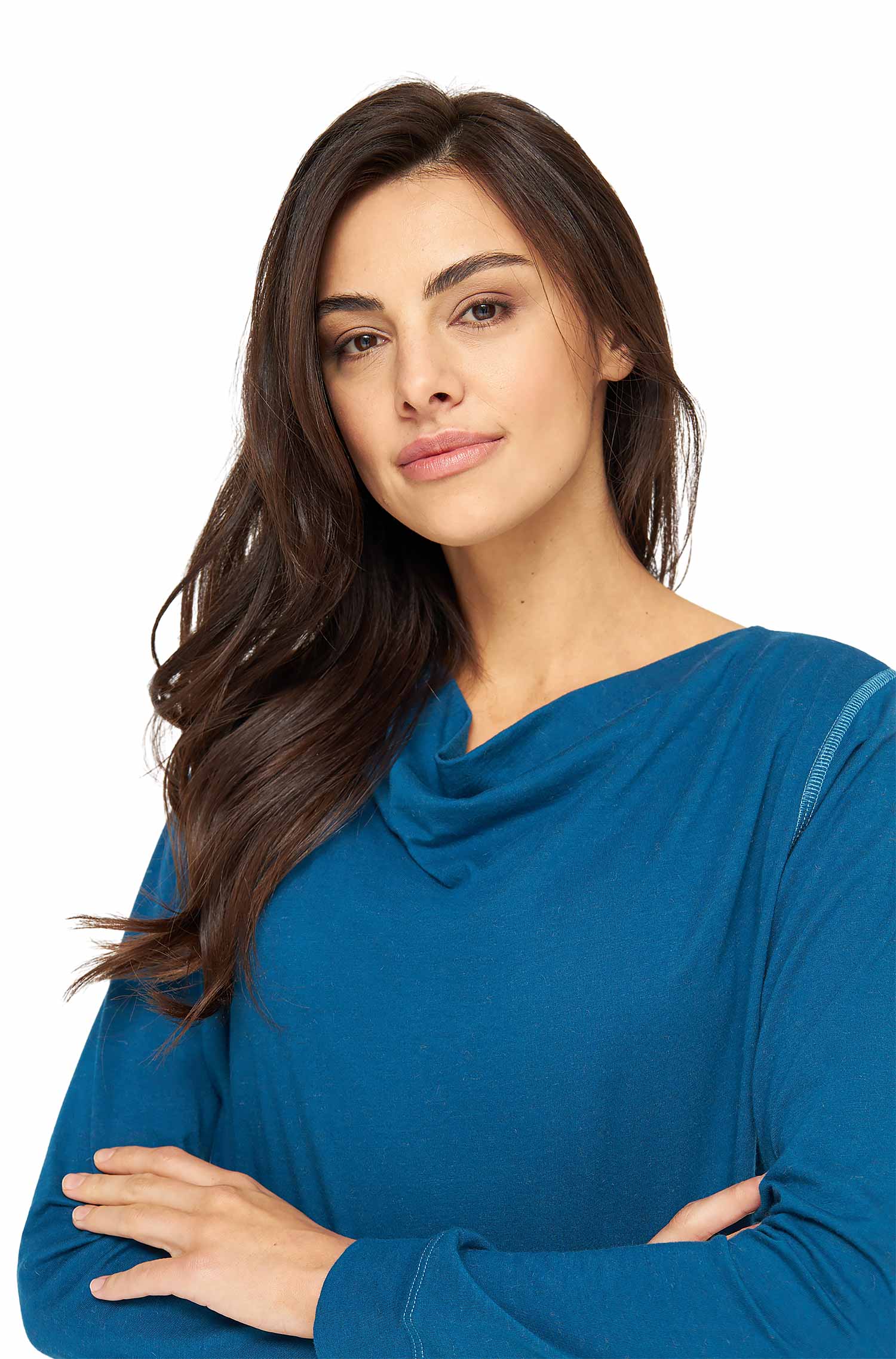 Alpaka Pyjama Damen Oberteil DREAMLINE aus Alpaka-Baumwoll-Mix-midnight blue