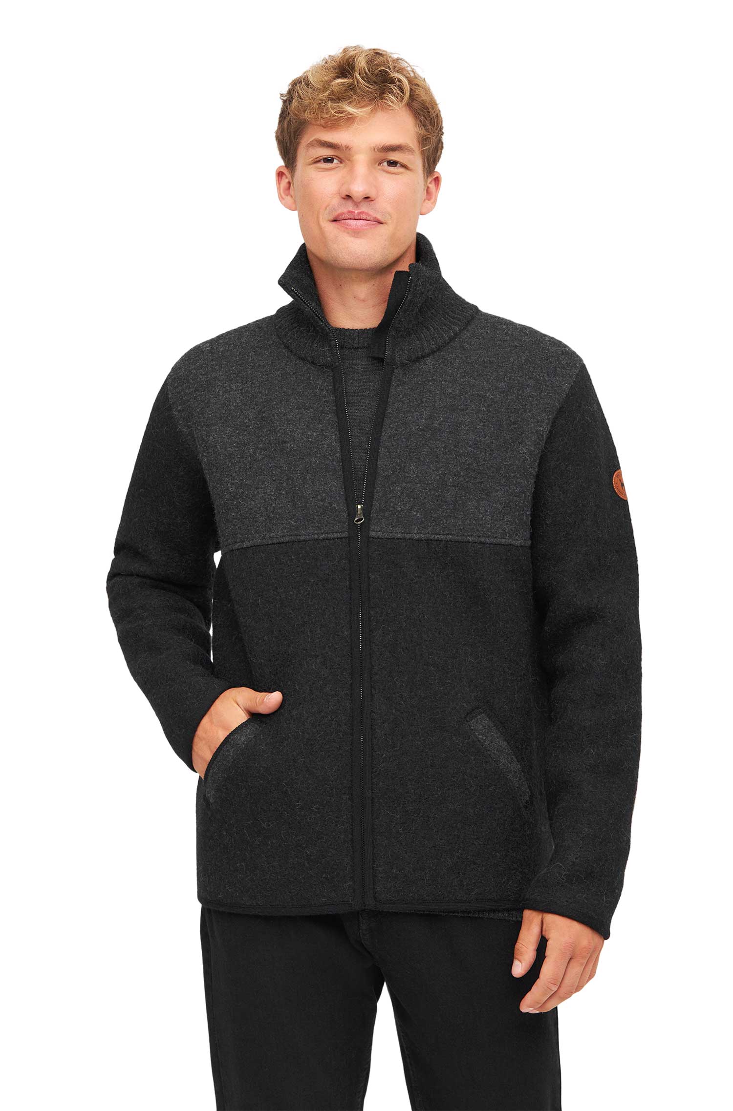 Alpaka Filzjacke OLIVER aus Alpaka und Wolle-schwarz
