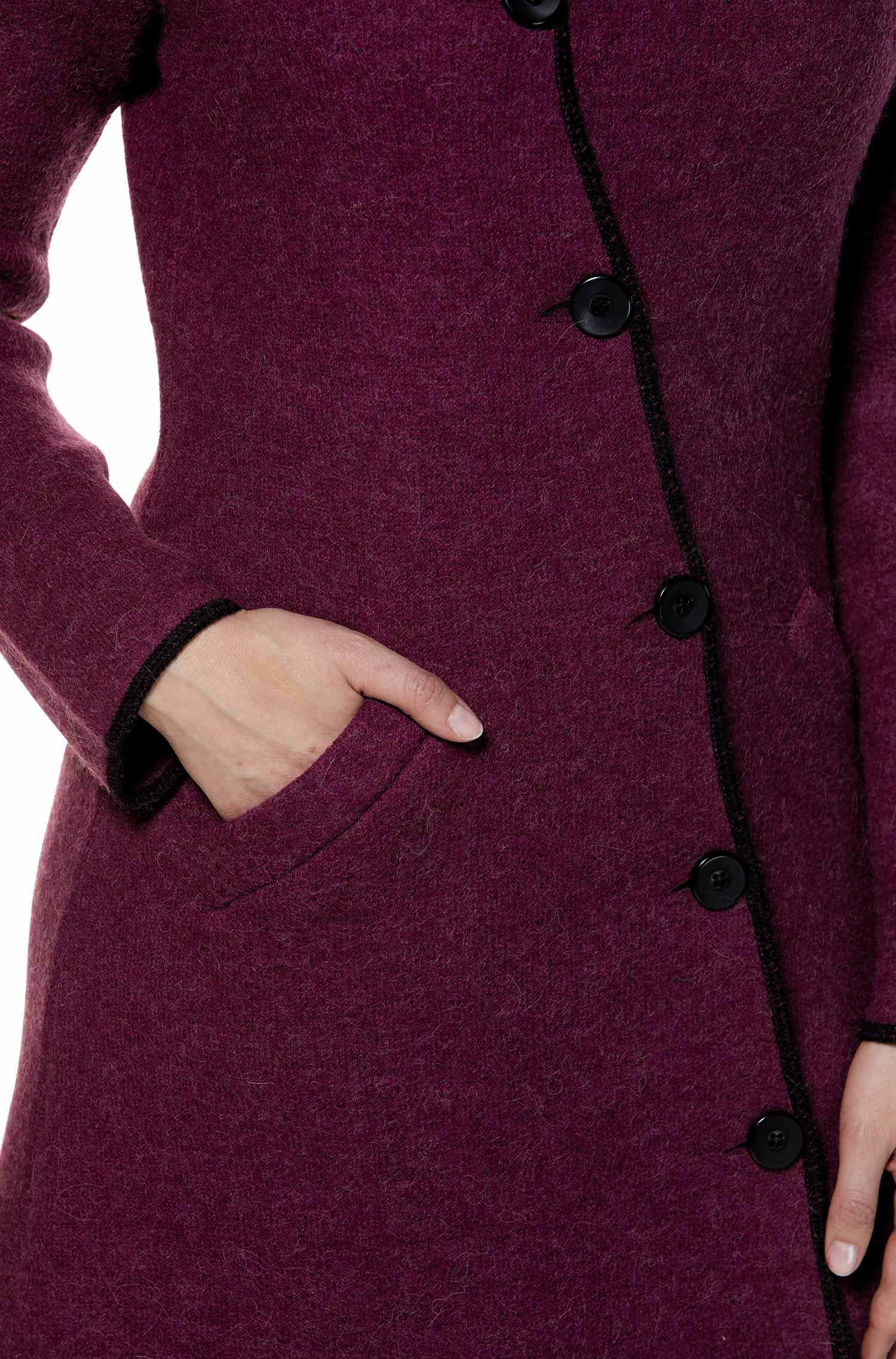 Alpaka Mantel ASI aus Alpaka und Wolle-brombeer