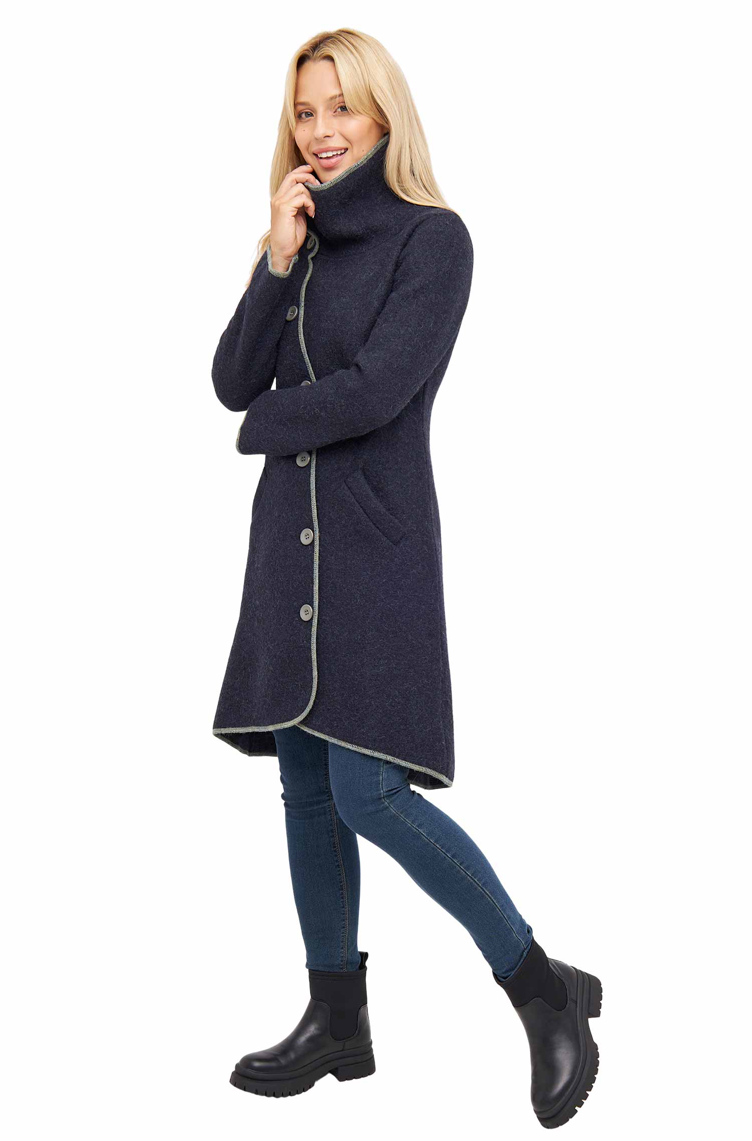 Alpaka Mantel ASI aus Alpaka und Wolle-dunkelblau