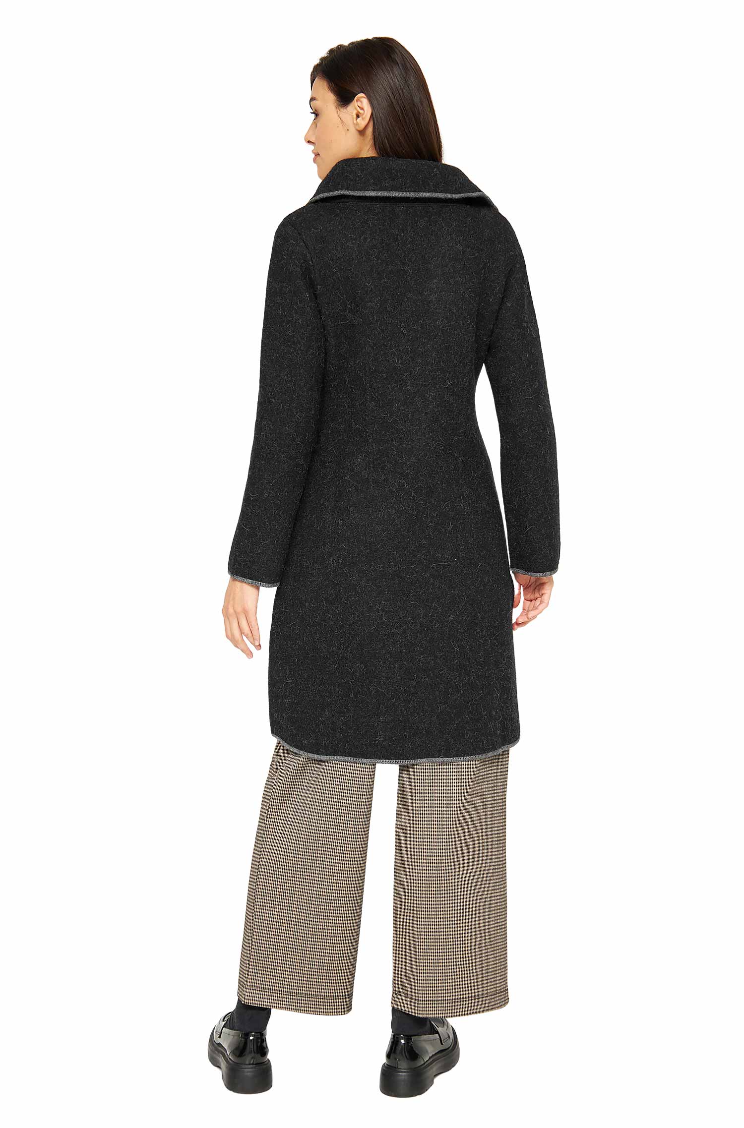 Alpaka Mantel ASI aus Alpaka und Wolle-schwarz/grau