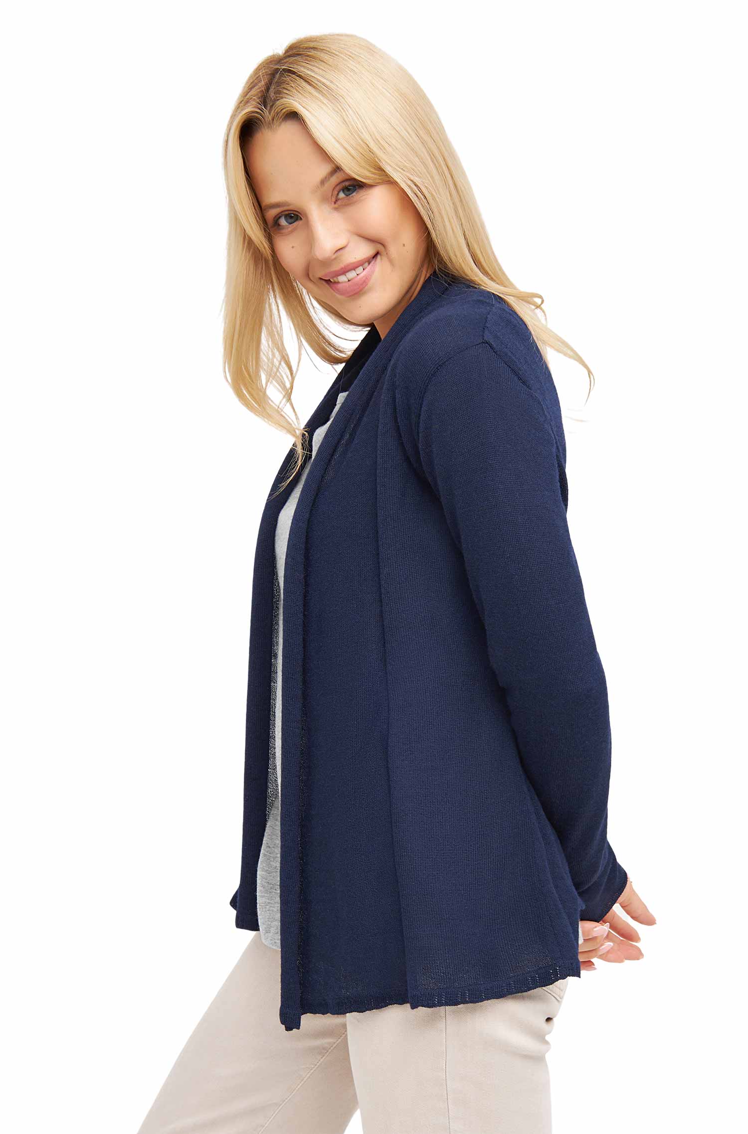 Alpaka Strickjacke PENELOPE aus 100% Baby Alpaka-dark navy