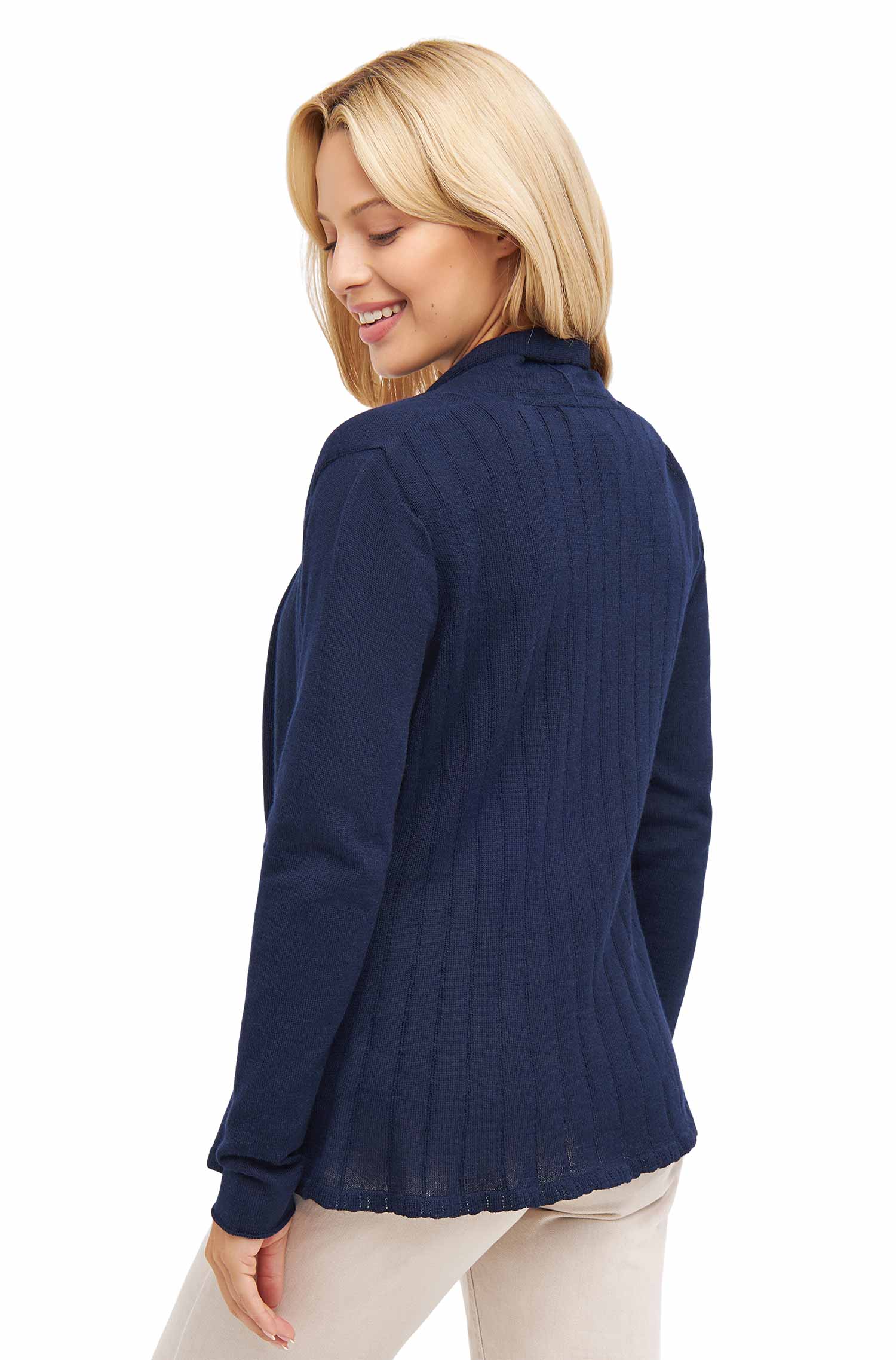 Alpaka Strickjacke PENELOPE aus 100% Baby Alpaka-dark navy