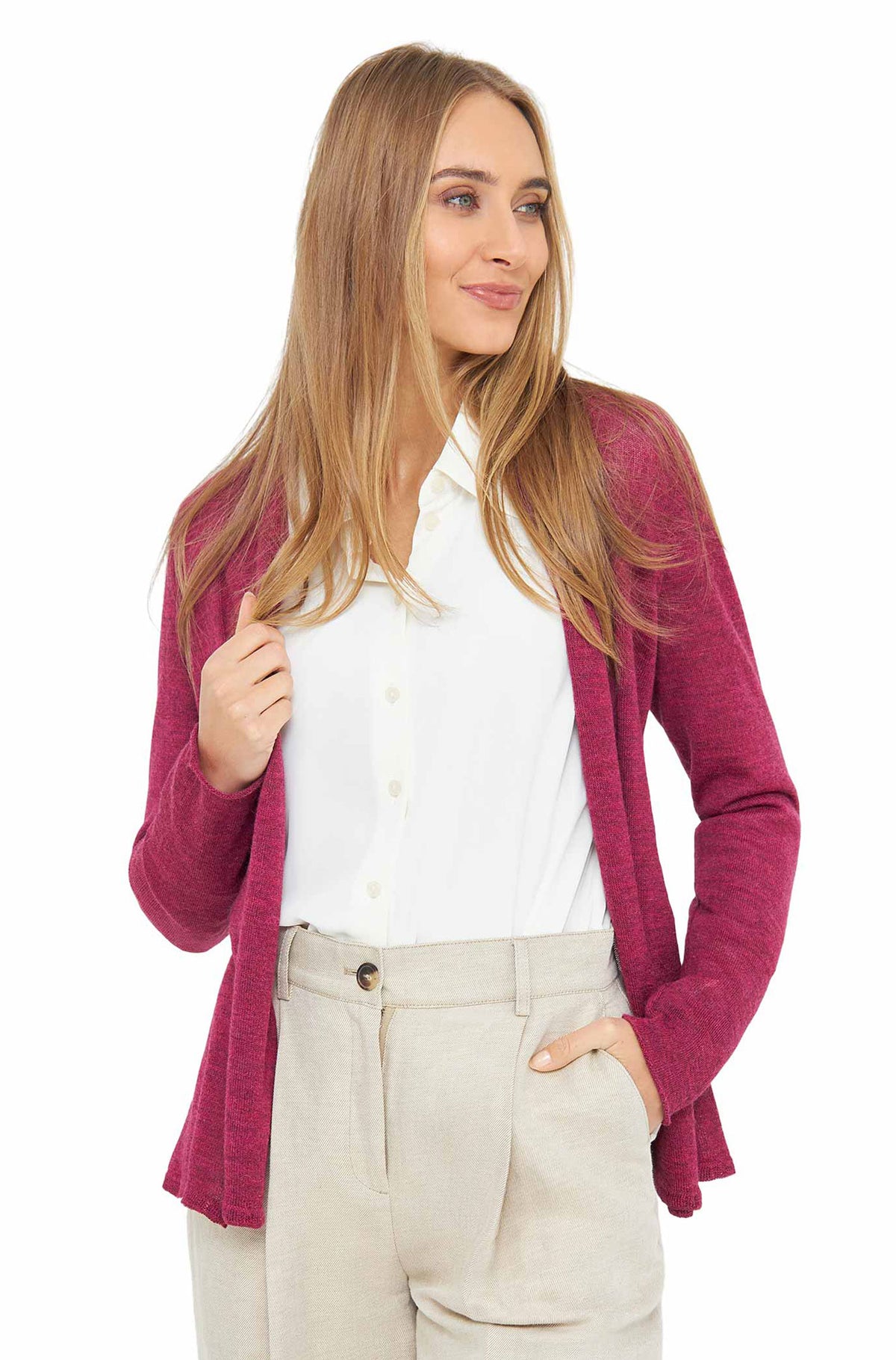 Alpaka Strickjacke PENELOPE-himbeere