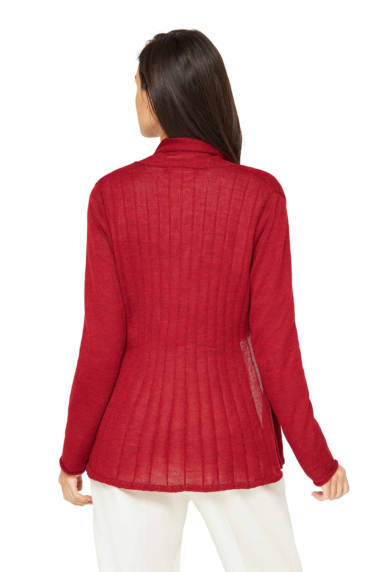Alpaka Strickjacke PENELOPE-rot meliert