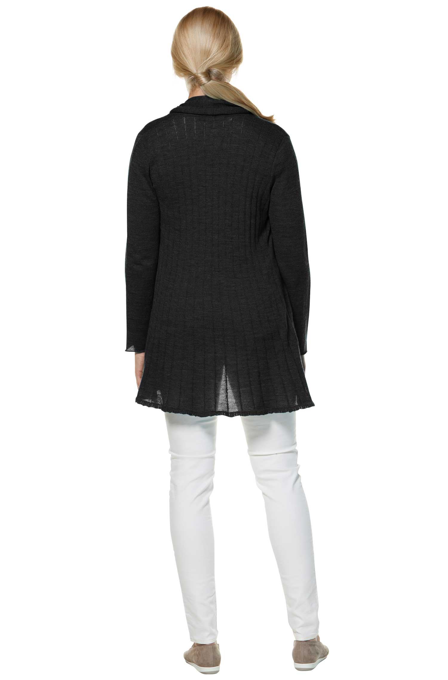 Alpaka Strickjacke PENELOPE LONG aus 100% Baby Alpaka-schwarz