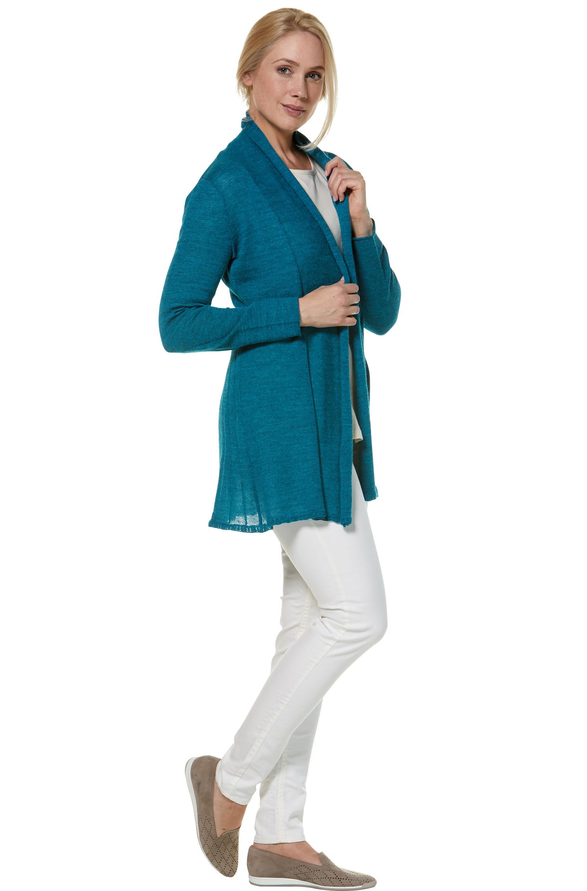 Alpaka Strickjacke PENELOPE-türkis