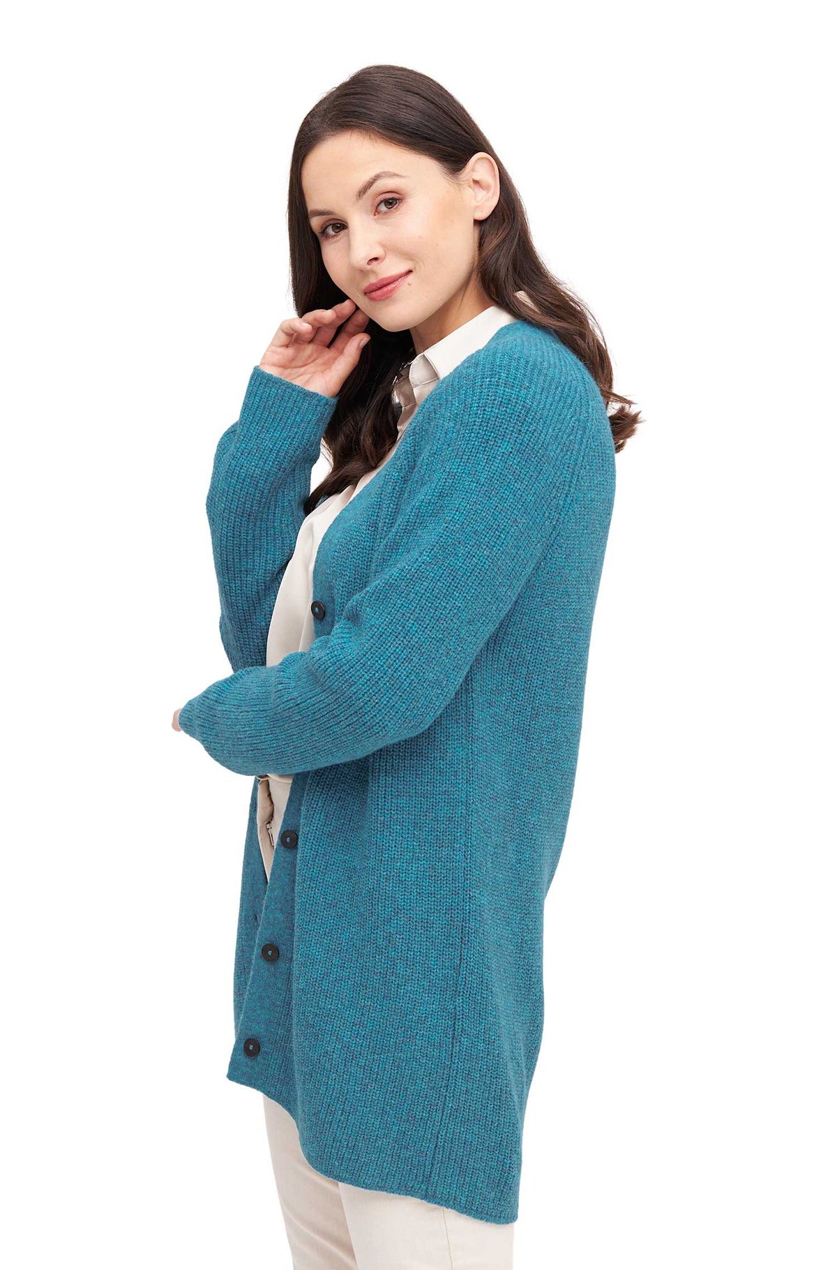 Alpaka Strickjacke CARICE-türkis
