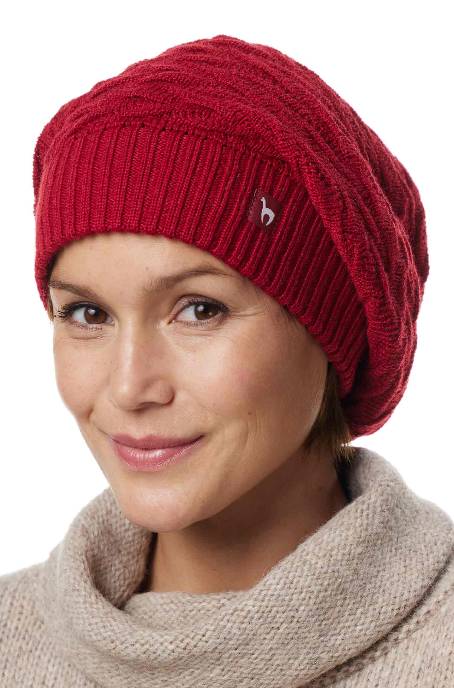 Alpaka Beret Mütze BIESEN aus 100% Baby Alpaka-purpur