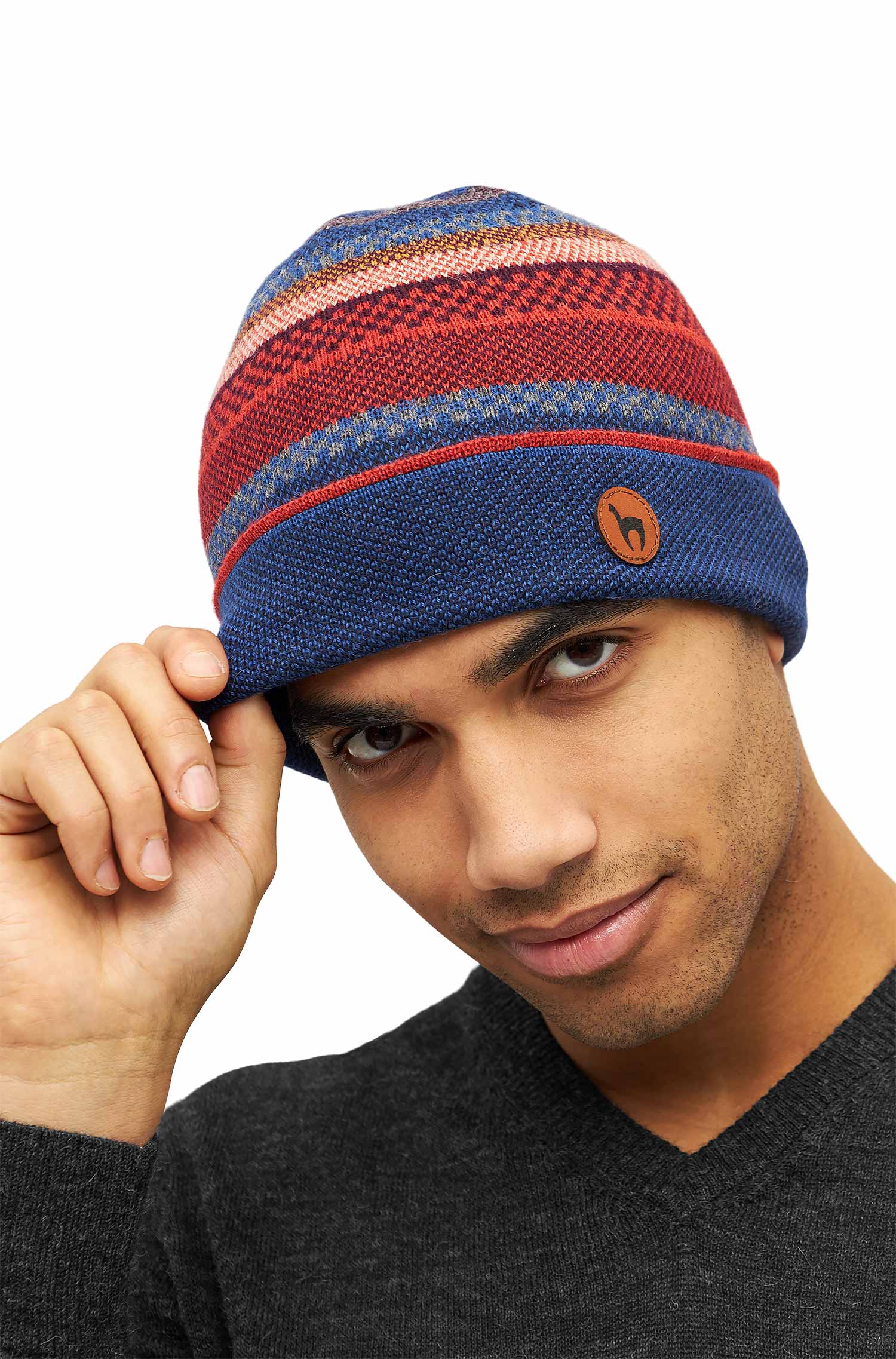 Alpaka Mütze KYARA aus 100% Baby Alpaka-rusty blue