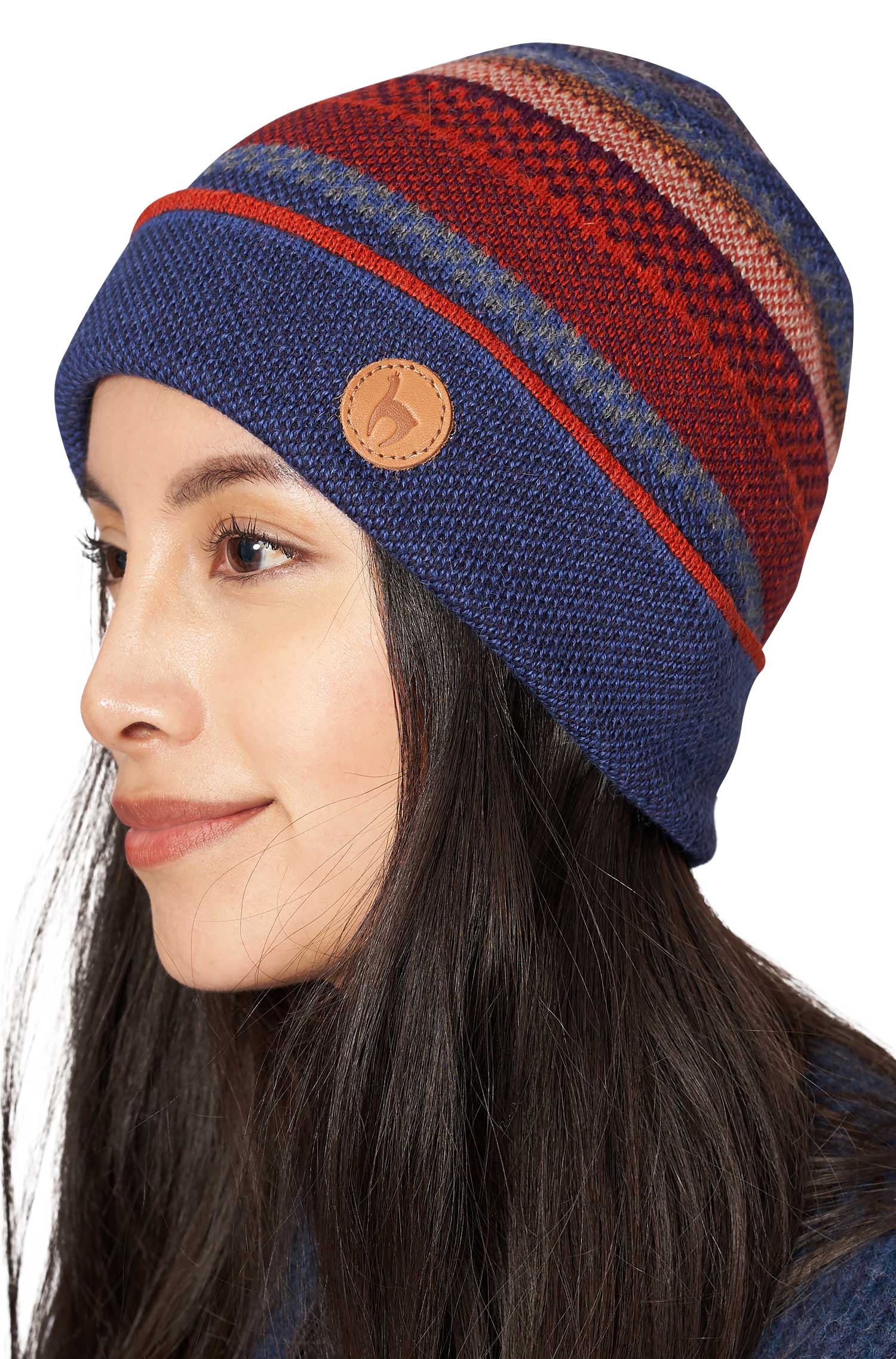 Alpaka Mütze KYARA aus 100% Baby Alpaka-rusty blue