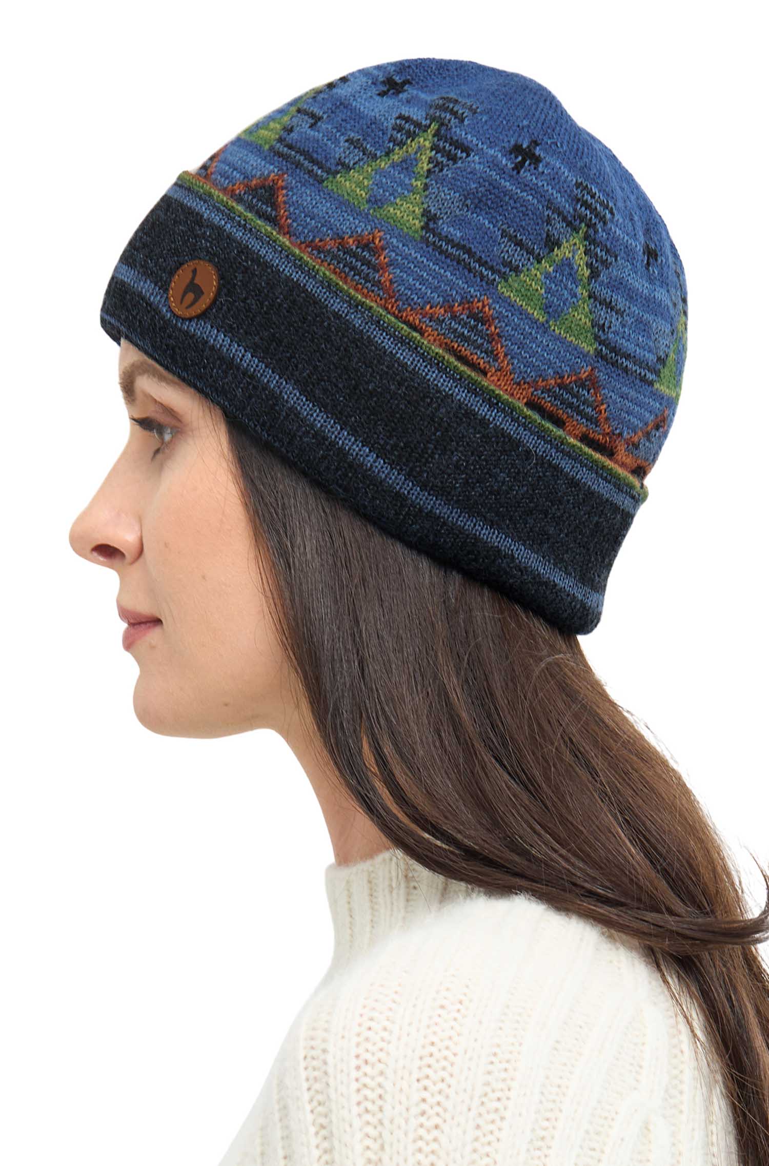 Alpaka Mütze KUYCHI aus 100% Baby Alpaka-blau