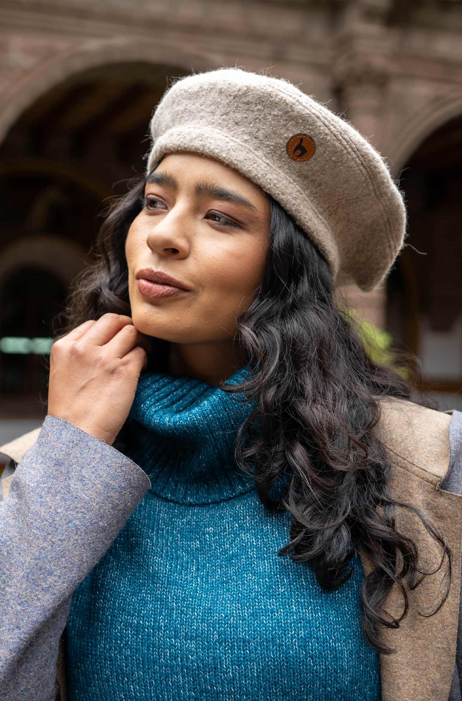 Alpaka Baskenmütze BERET aus 100% Alpaka-sand