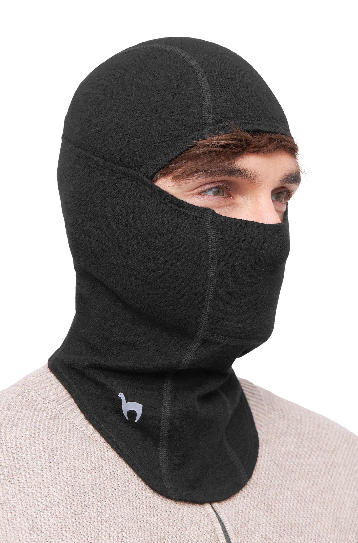 Alpaka Balaclava THERMO LAYER mit Baby Alpaka & Bio-Pima-Baumwolle-schwarz