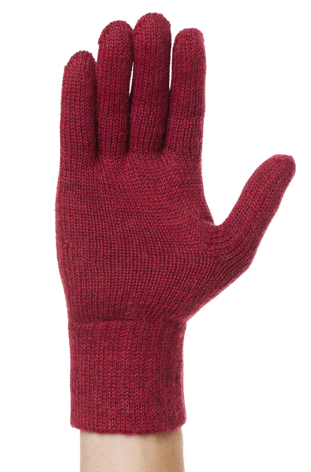 Alpaka Handschuhe UNI-rot meliert