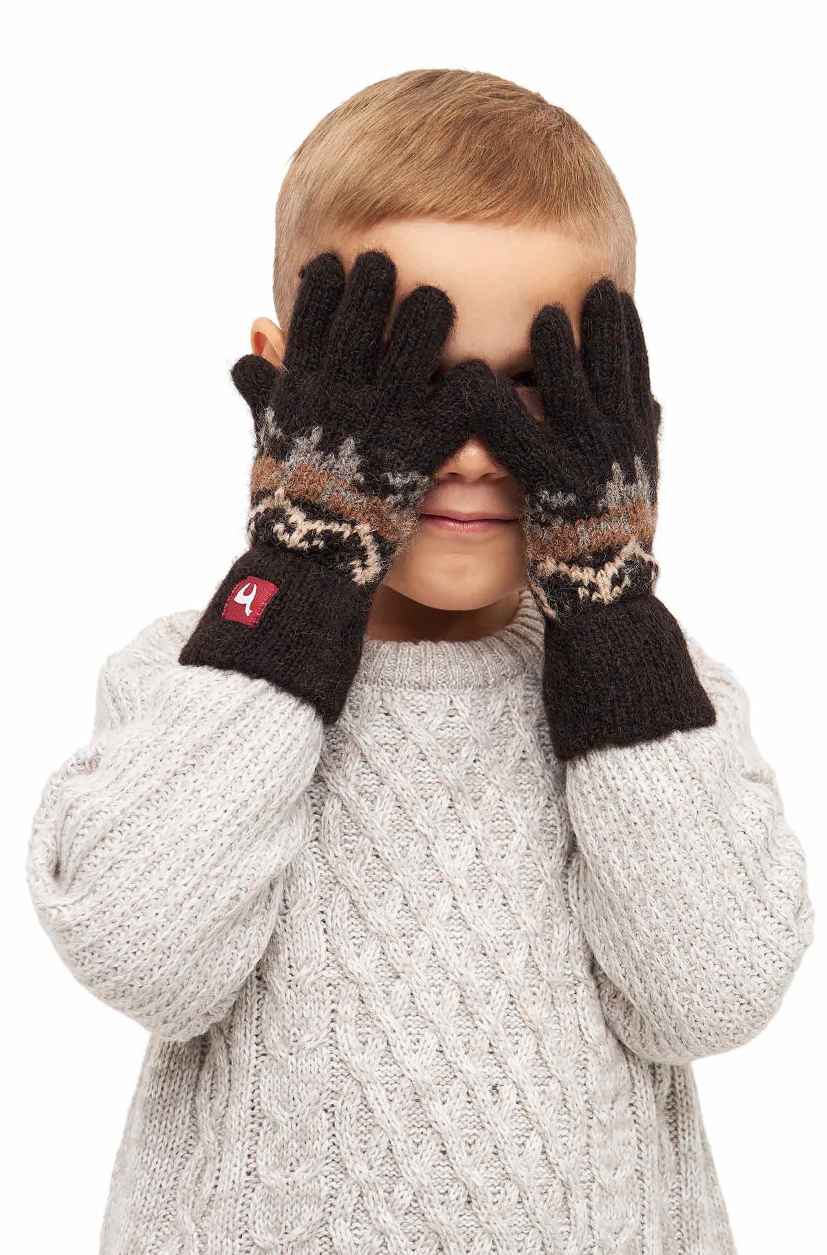 Kinder Handschuhe NATURA, wendbar | 4-12 Jahre-dunkelbraun