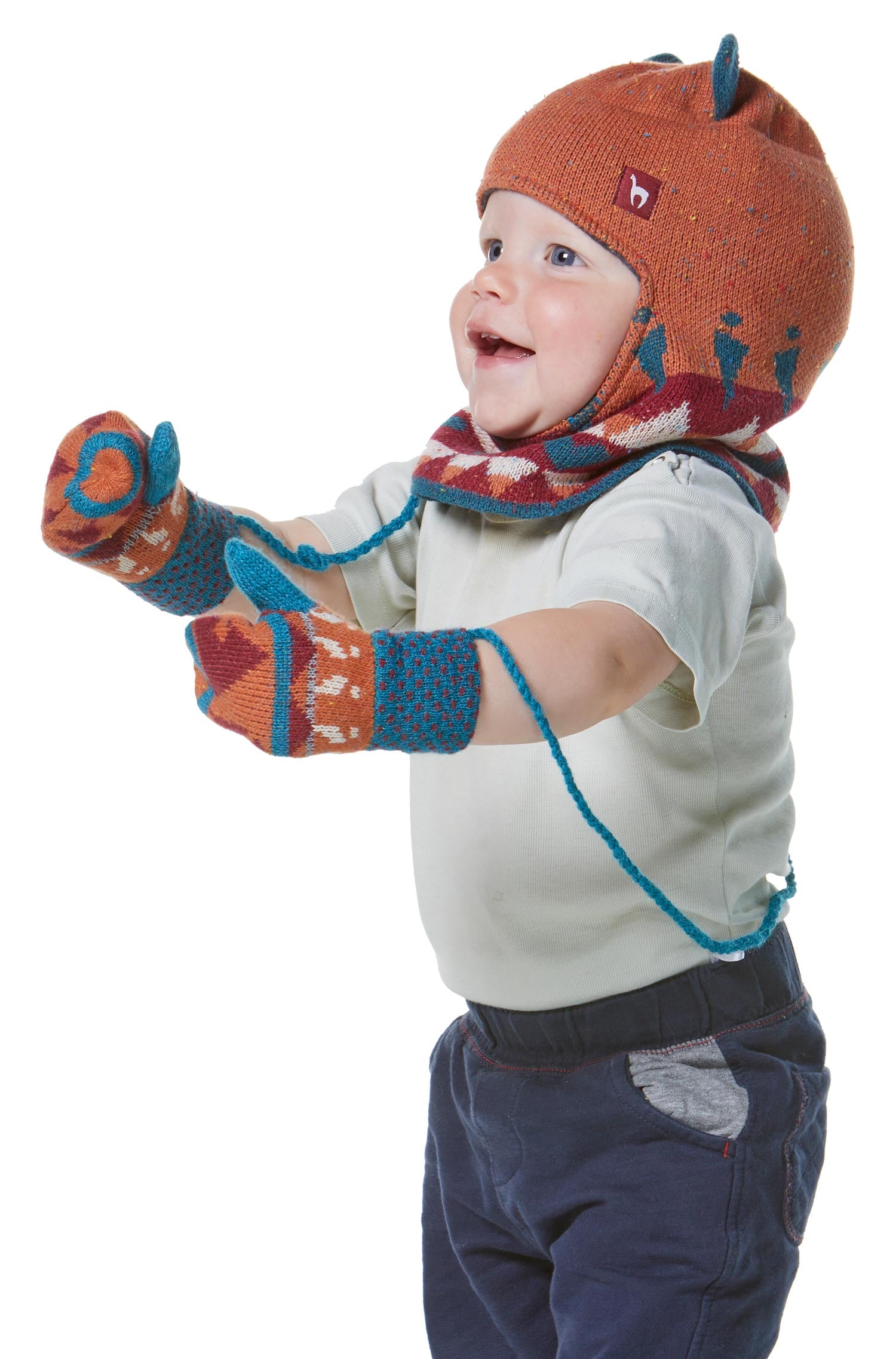 Alpaka Fäustlinge ELI (Baby 8-14 Monate) aus 70% Baumwolle-orange