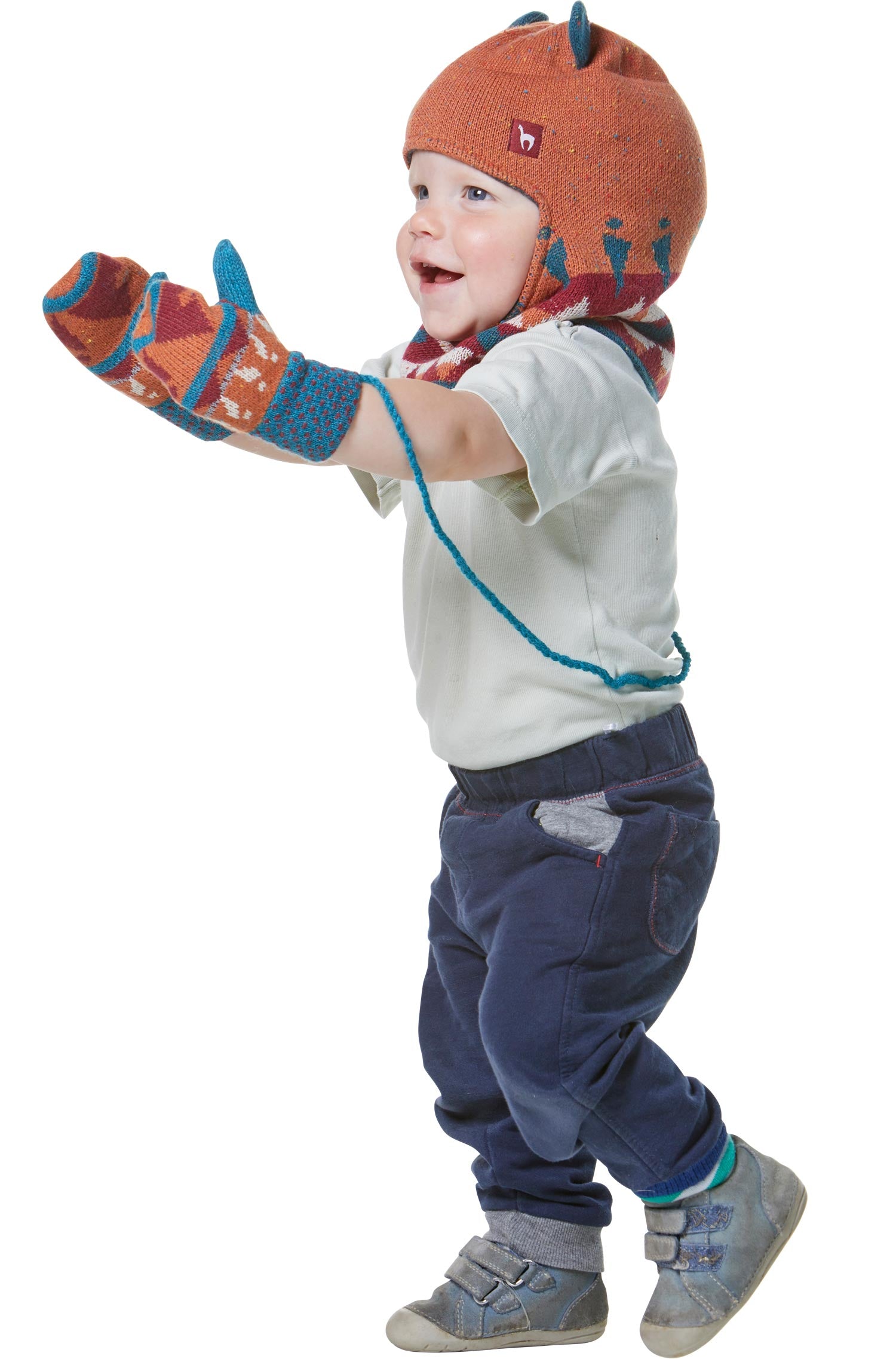 Alpaka Fäustlinge ELI (Baby 8-14 Monate) aus 70% Baumwolle-orange