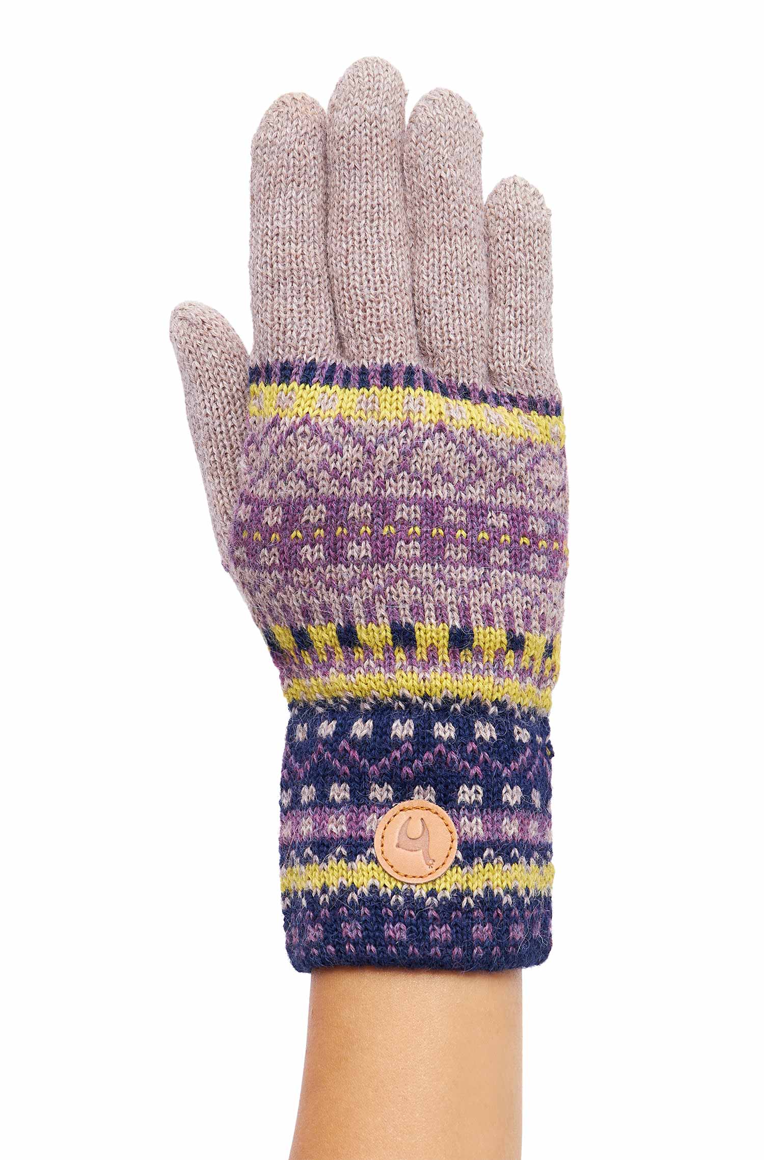 Alpaka Handschuhe DILAYA aus 100% Baby Alpaka-sand multi