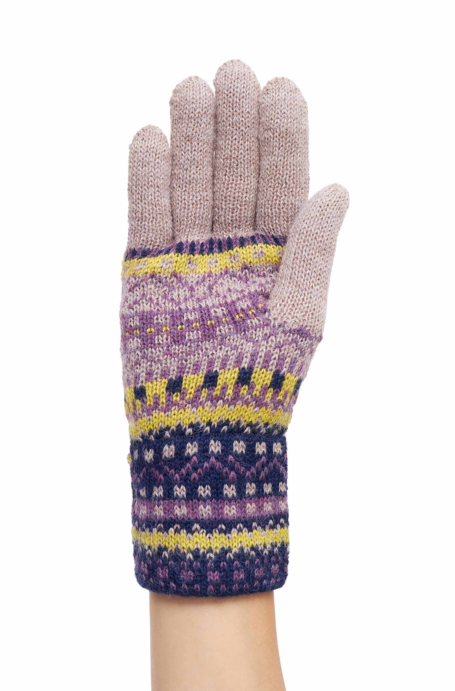 Alpaka Handschuhe DILAYA aus 100% Baby Alpaka-sand multi