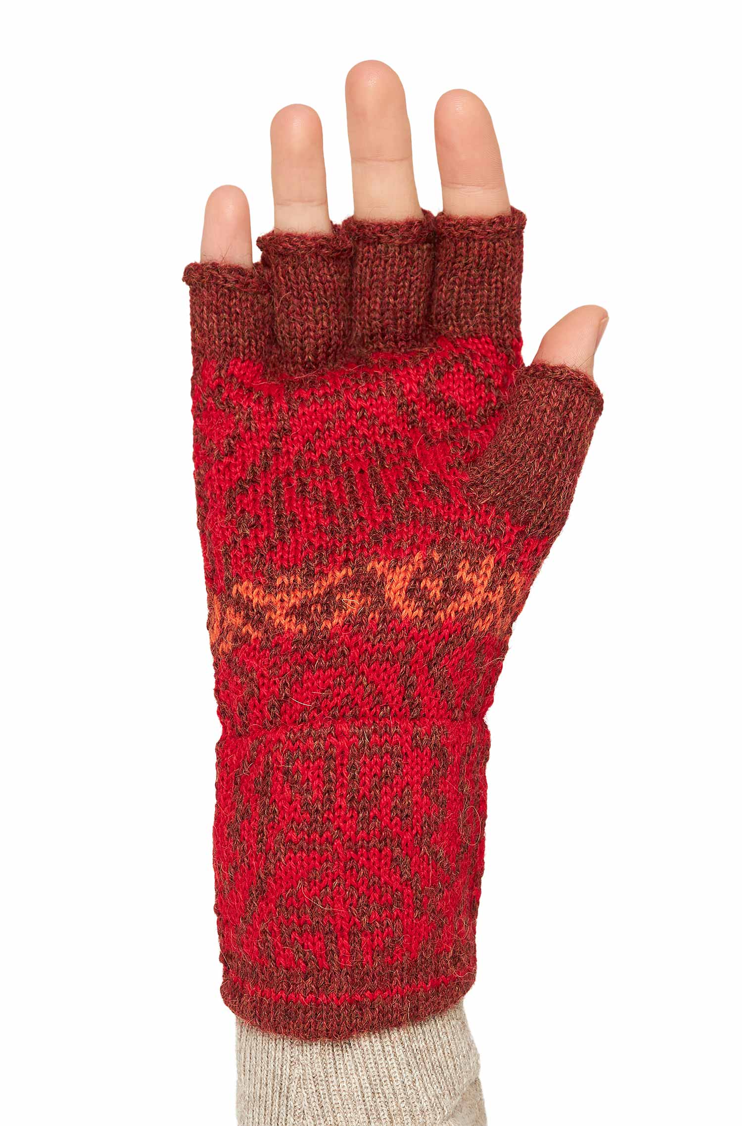 Alpaka Fingerlose Handschuhe CHIMU aus 100% Baby Alpaka-rot