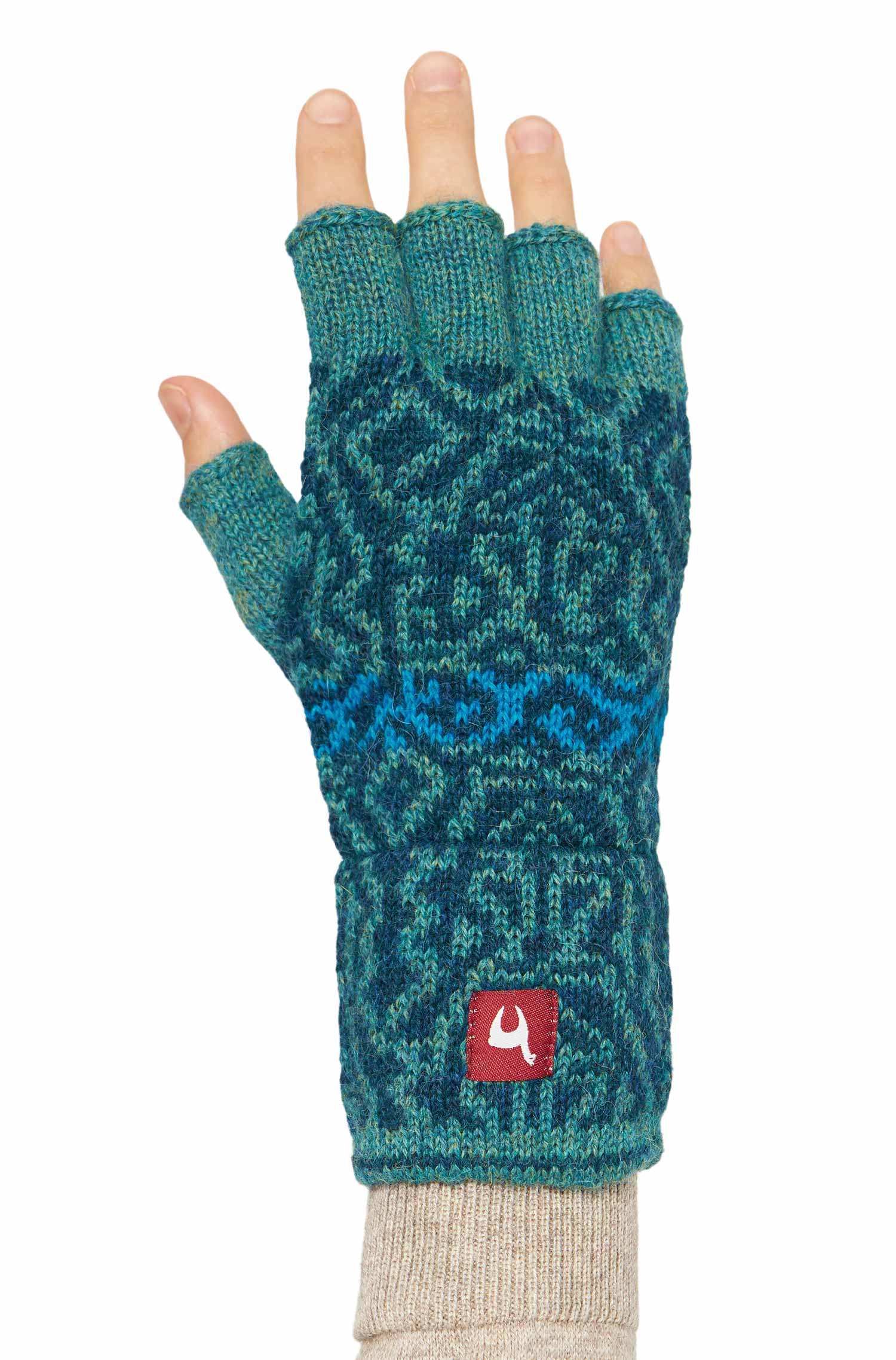 Alpaka Fingerlose Handschuhe CHIMU aus 100% Baby Alpaka-türkis
