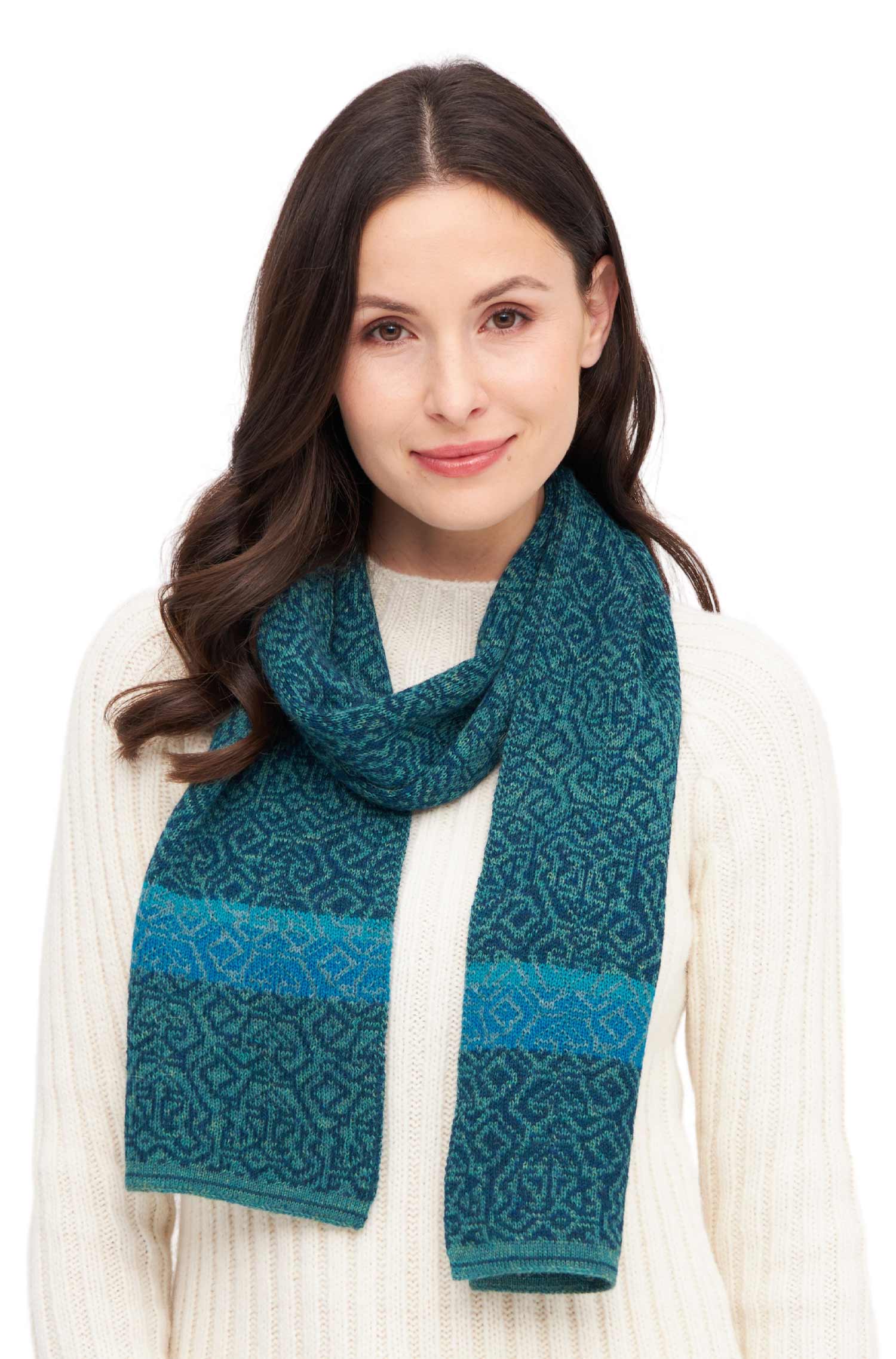 Alpaka Schal CHIMU aus 100% Baby Alpaka-türkis