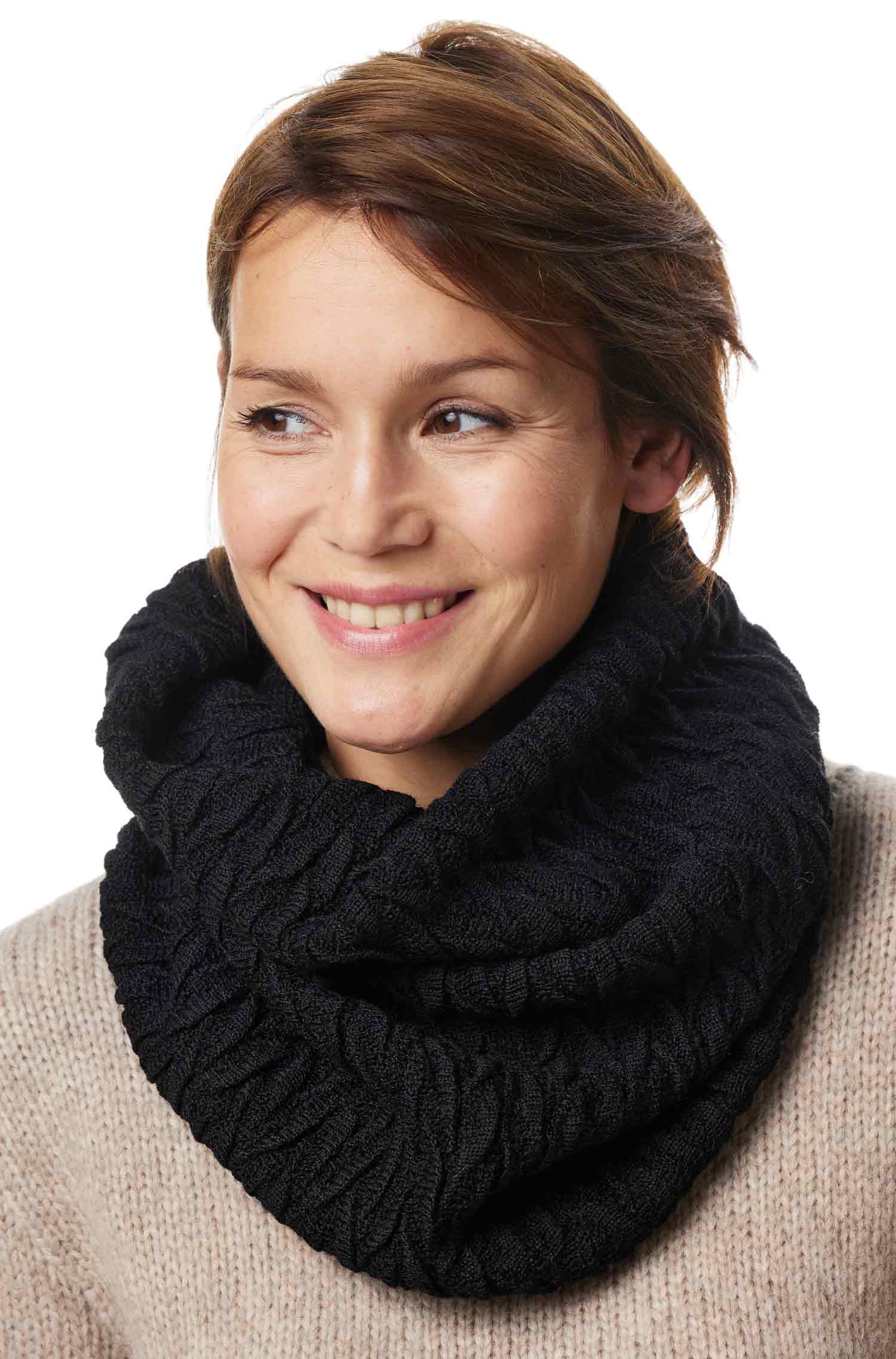 Alpaka BIESEN Ringschal aus 100% Baby Alpaka-schwarz