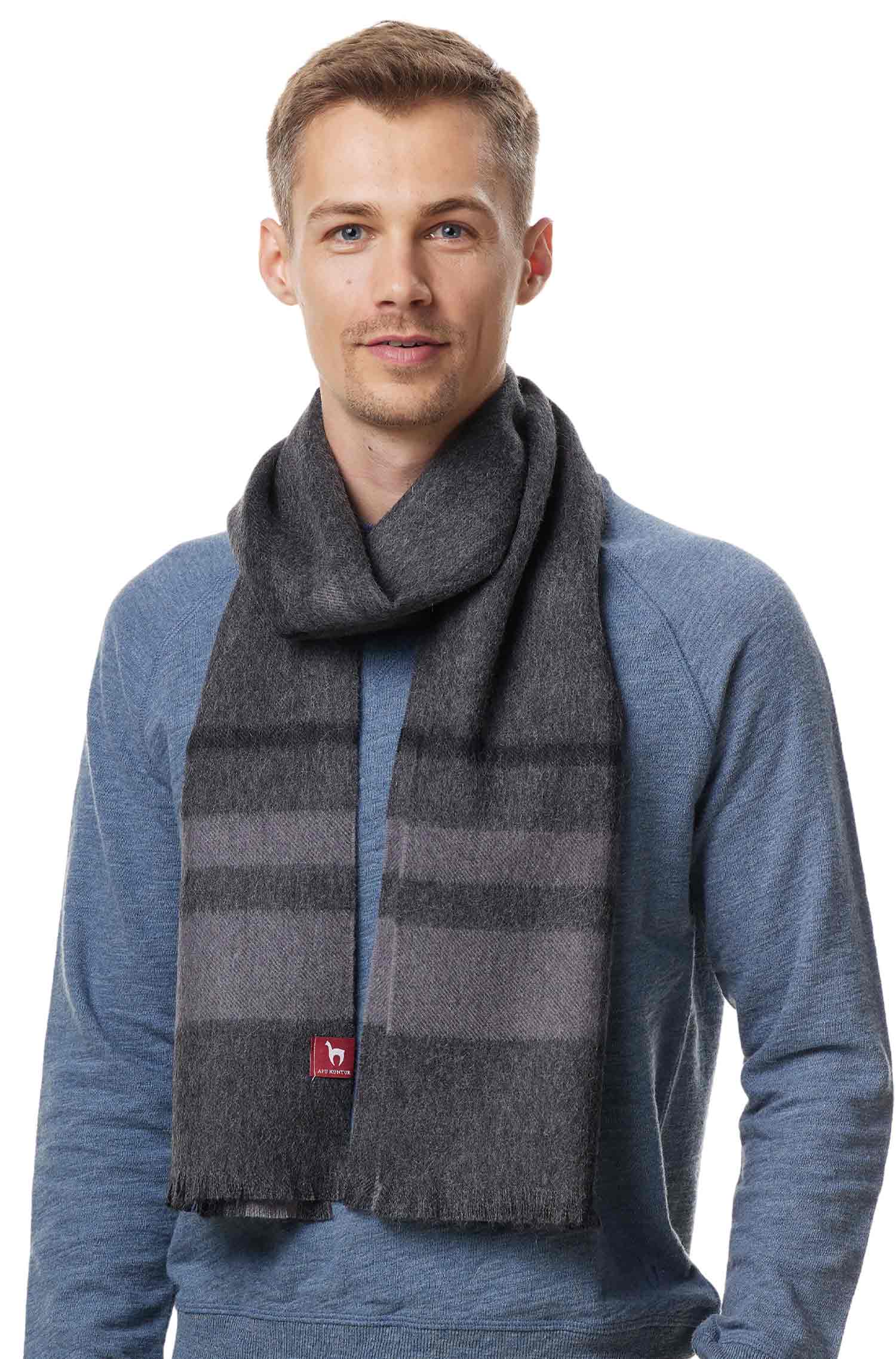 Alpaka Karo Webschal PADRINO aus 100% Baby Alpaka-anthrazit