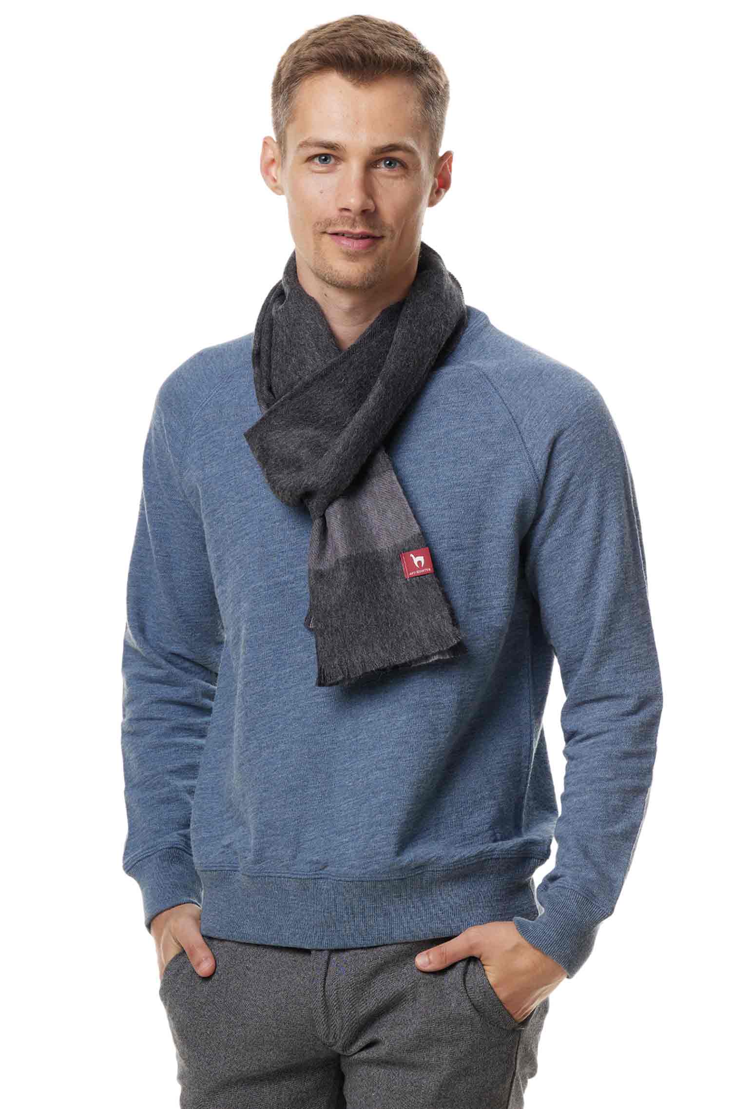 Alpaka Karo Webschal PADRINO aus 100% Baby Alpaka-anthrazit