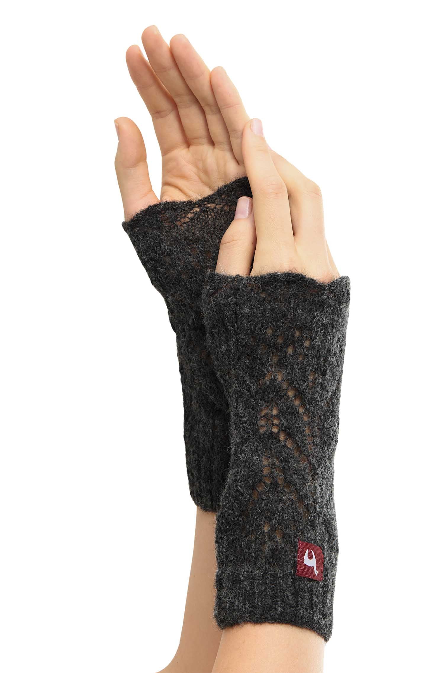 Alpaka Pulswärmer HADIA aus 55% Baby Alpaka & 26% Merino-anthrazit