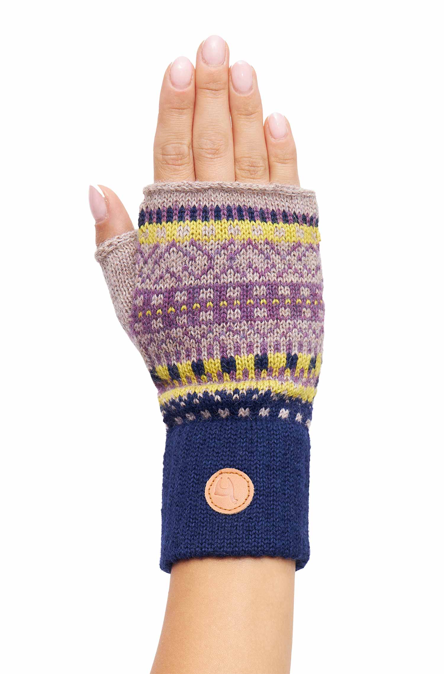 Alpaka Pulswärmer mit Daumen DILAYA aus 100% Baby Alpaka-sand multi