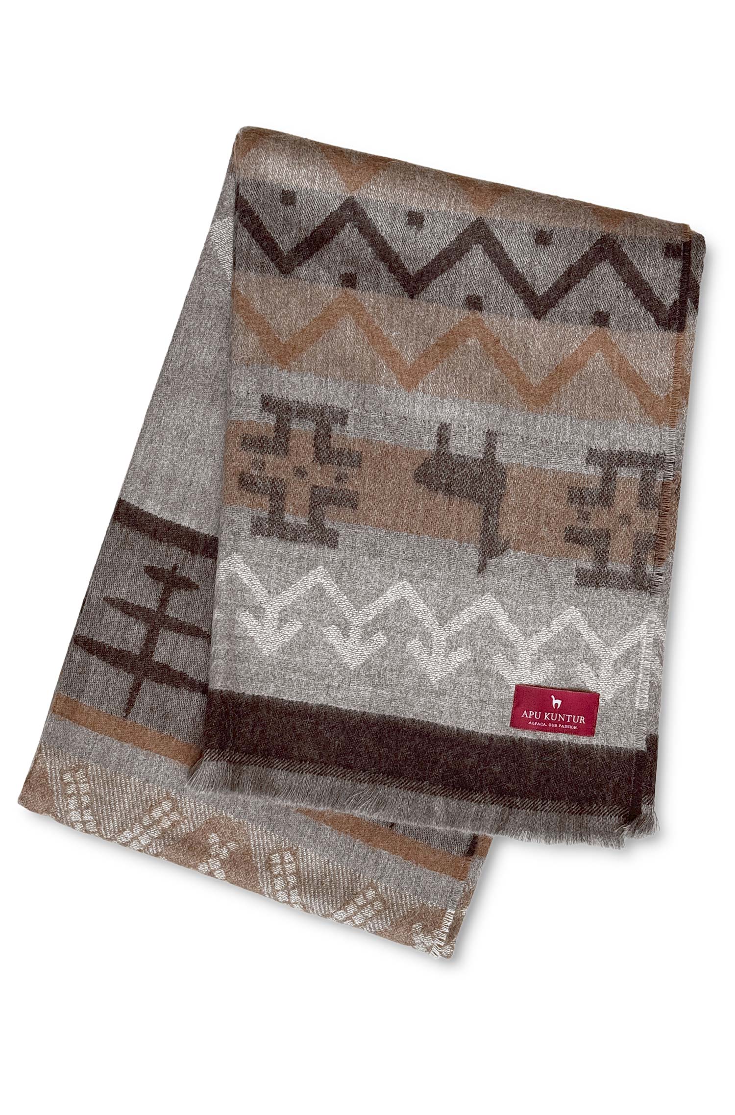 Alpaka Decke CAMINO aus 100% Baby Alpaka-stein/mokka