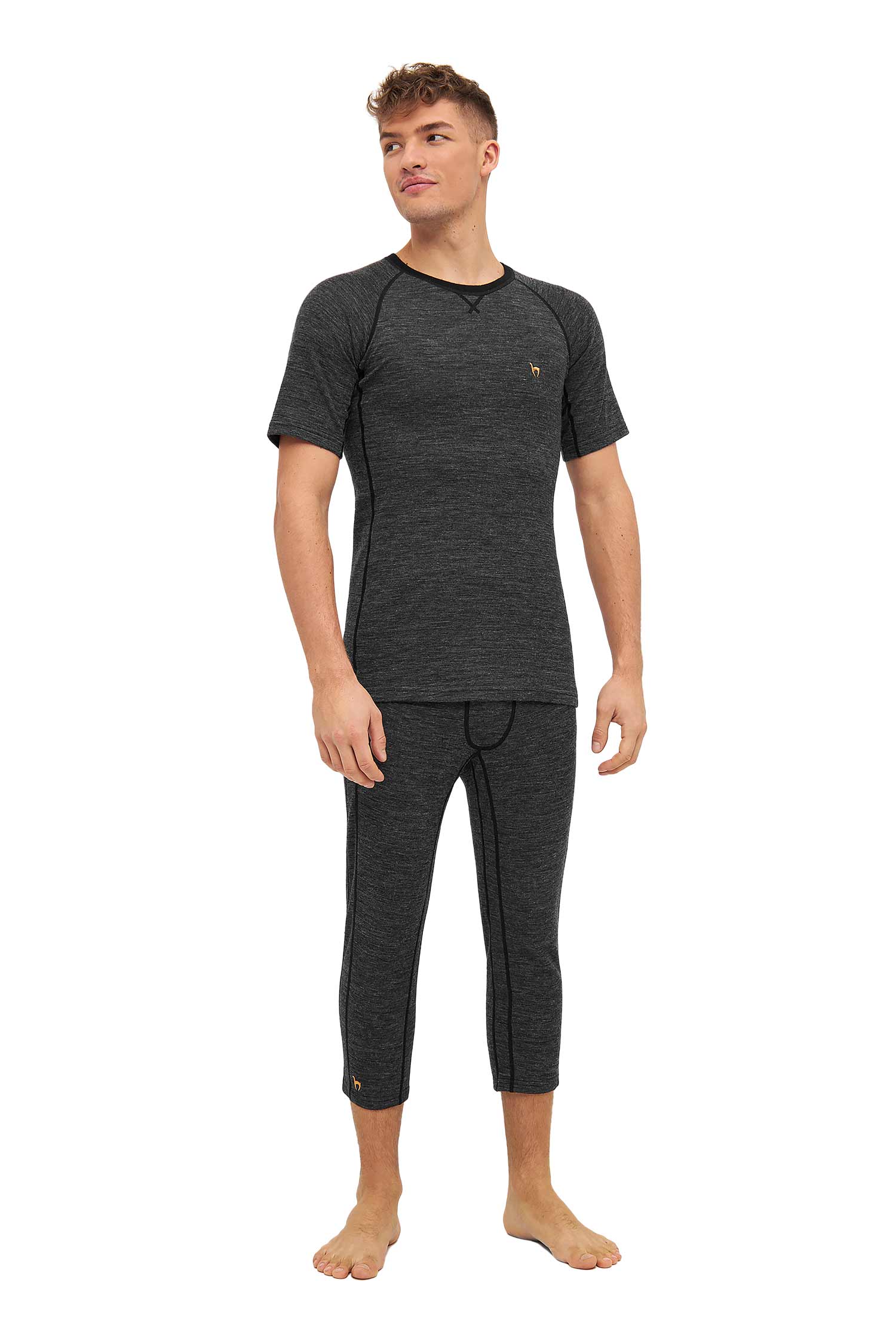 ANDEN ACTIVE Herren 3/4 Thermo Hose mit Premium Baby Alpaka-anthrazit