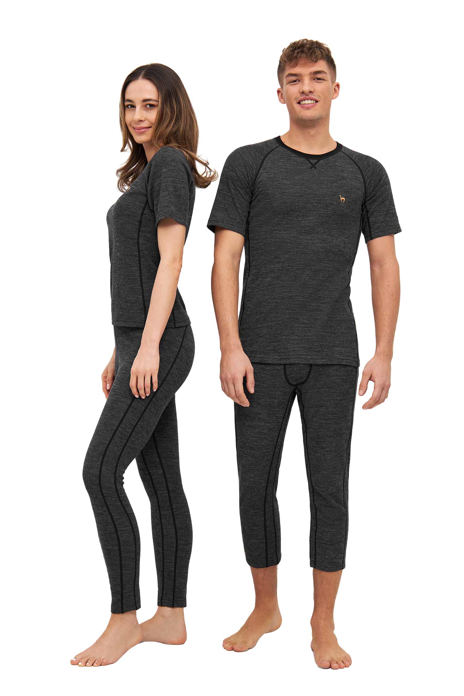 ANDEN ACTIVE Herren 3/4 Thermo Hose mit Premium Baby Alpaka-anthrazit