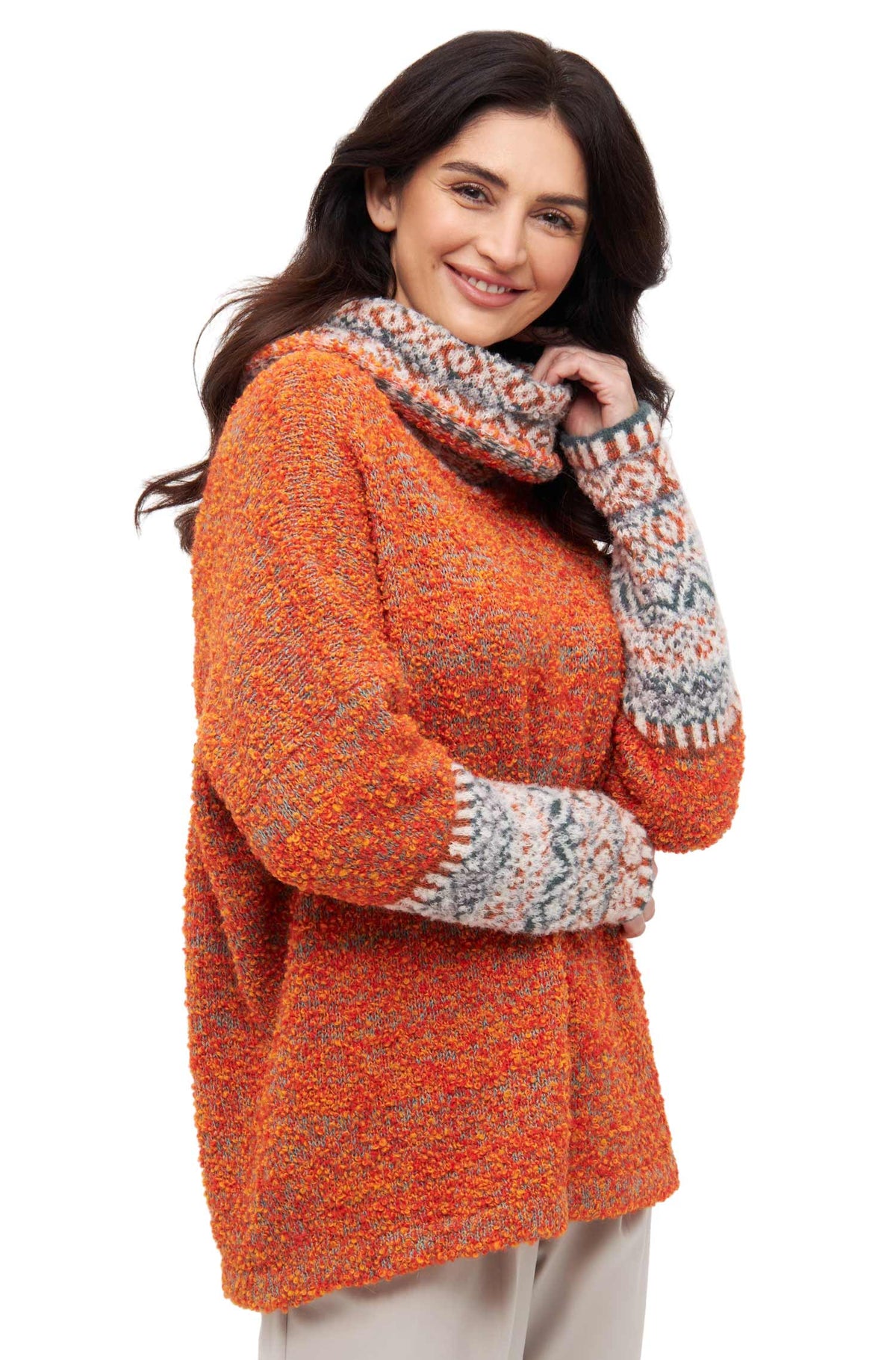 Alpaka Pullover COLORES ANDEN-orange meliert