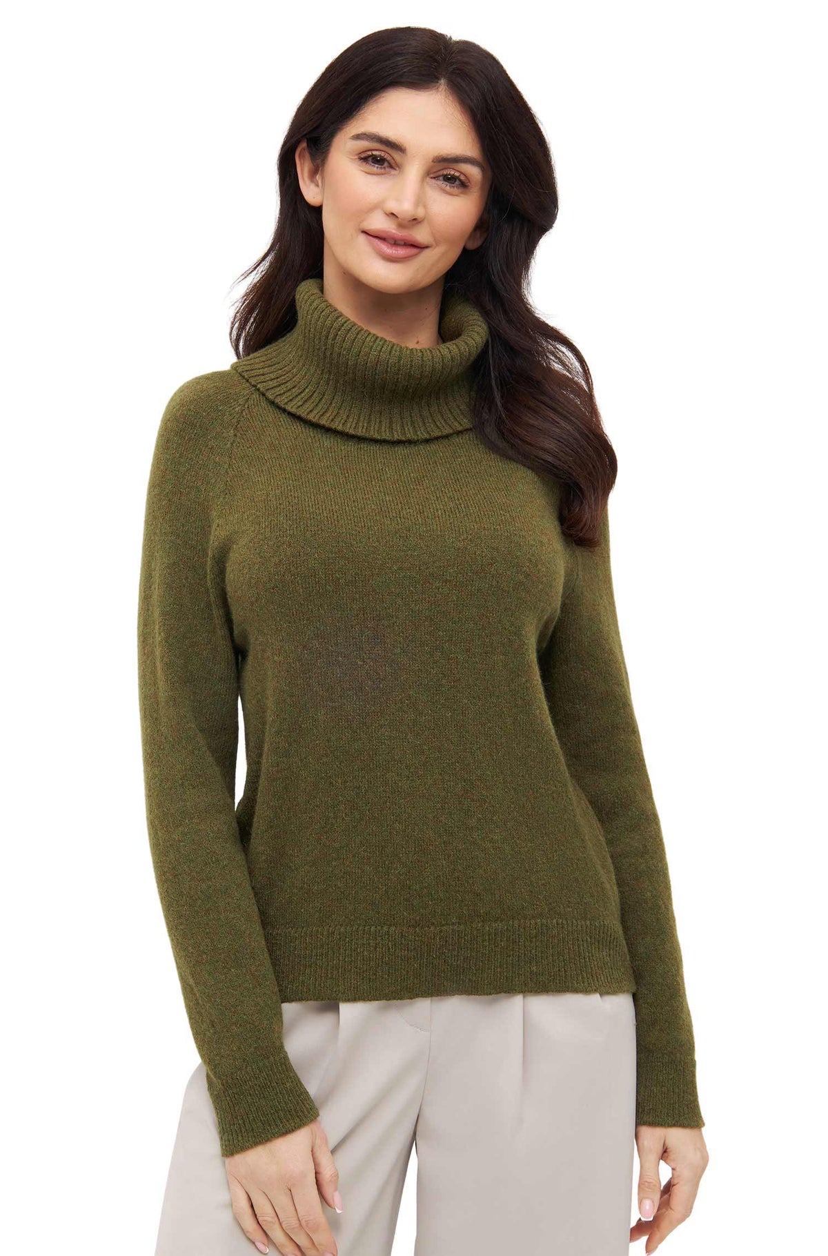 Alpaka Rollkragenpullover COLORES ANDEN-olivgrün
